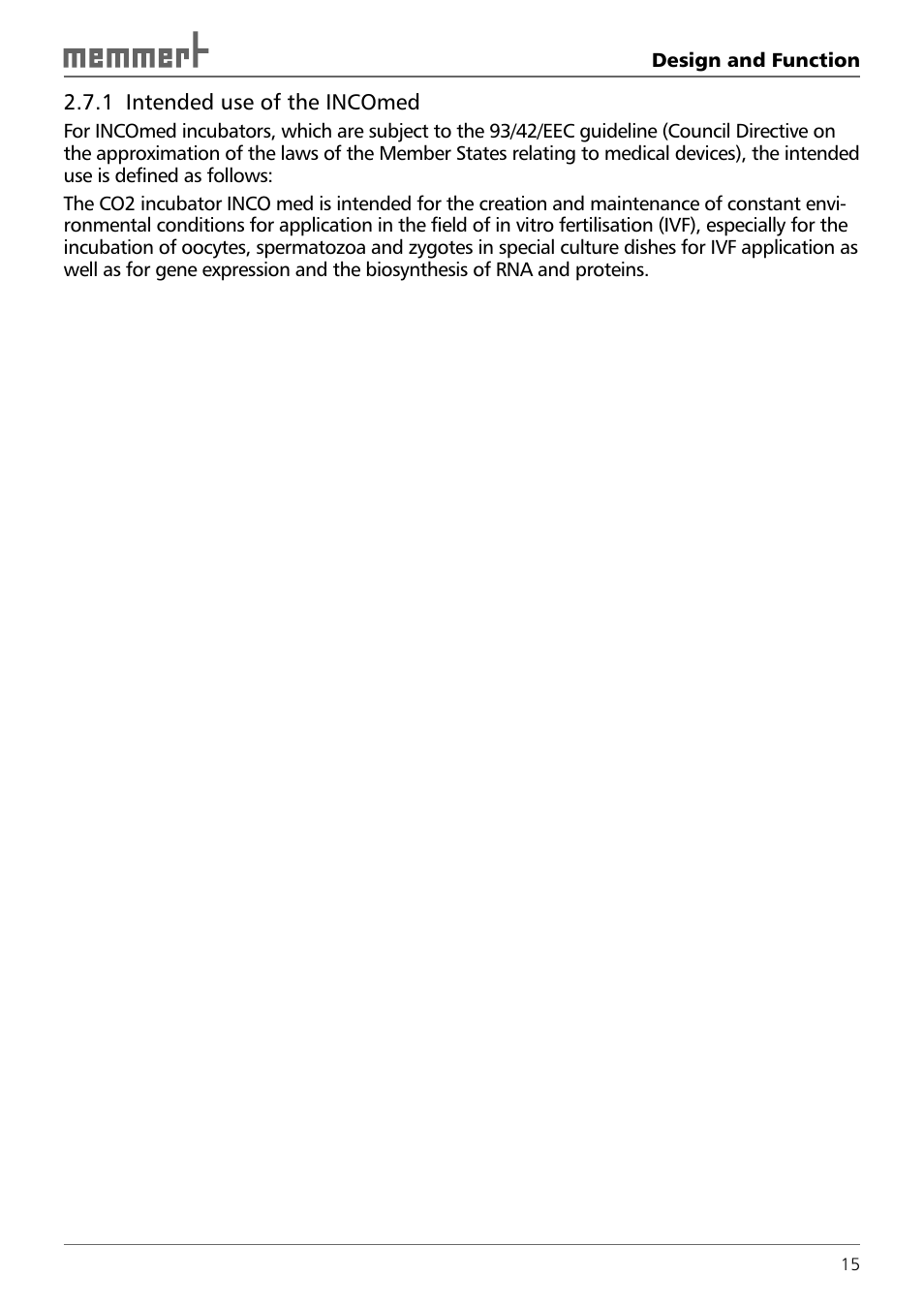 Memmert INCO 246/246 med CO2 Incubators (Generation 2003) User Manual | Page 15 / 68