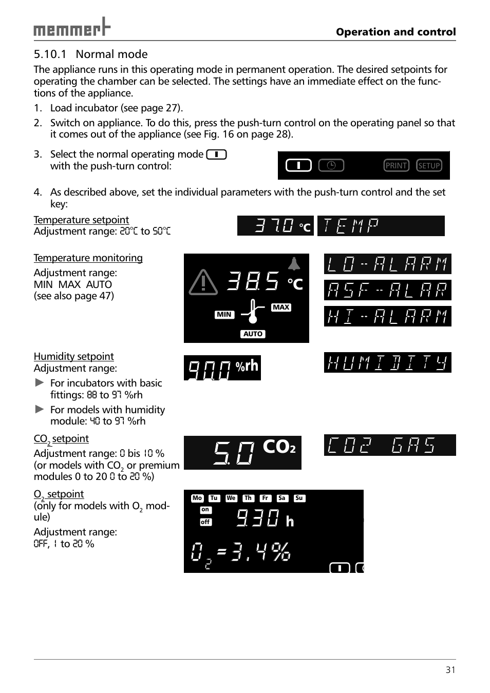 Memmert INCO 246/246 med CO2 Incubators (Generation 2003) User Manual | Page 31 / 68