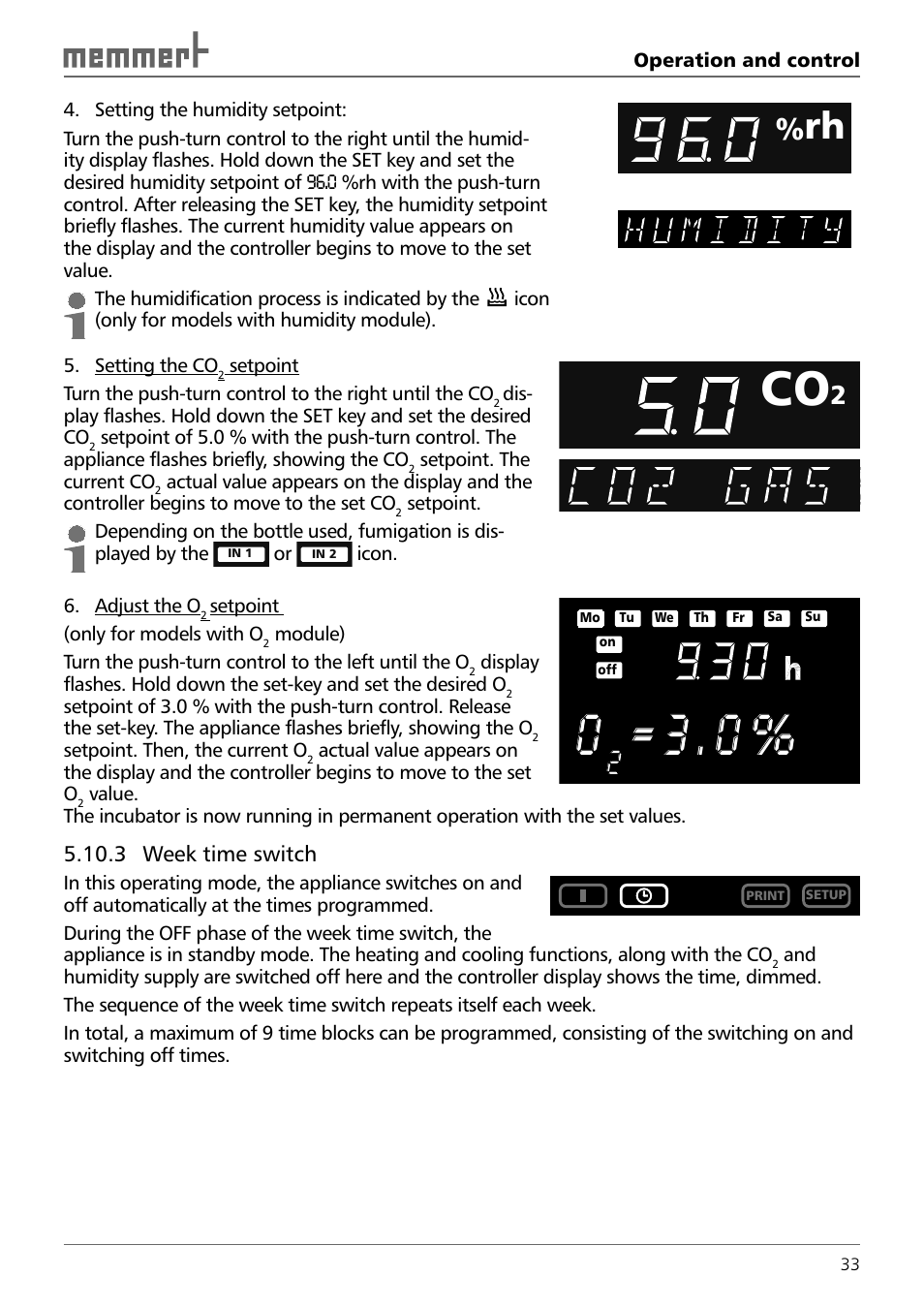 Memmert INCO 246/246 med CO2 Incubators (Generation 2003) User Manual | Page 33 / 68