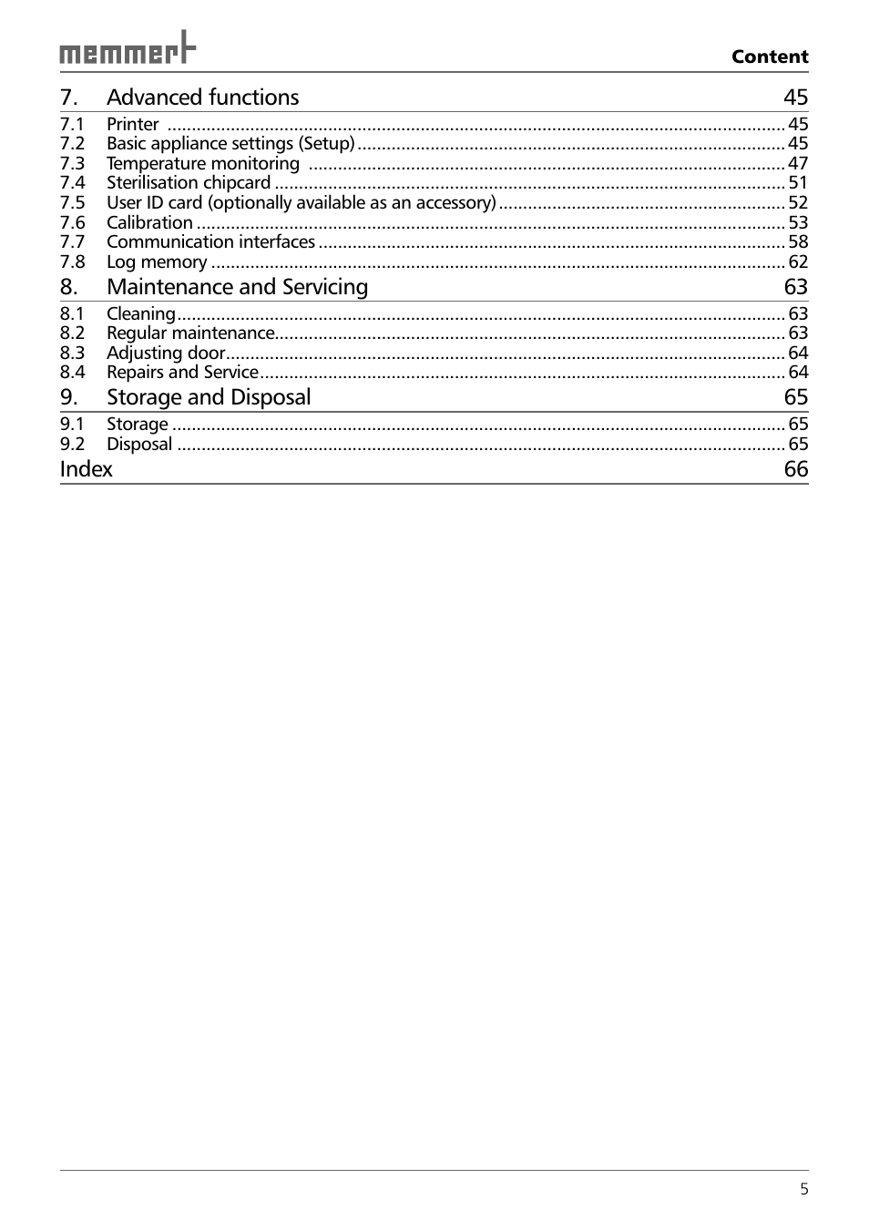 Memmert INCO 246/246 med CO2 Incubators (Generation 2003) User Manual | Page 5 / 68