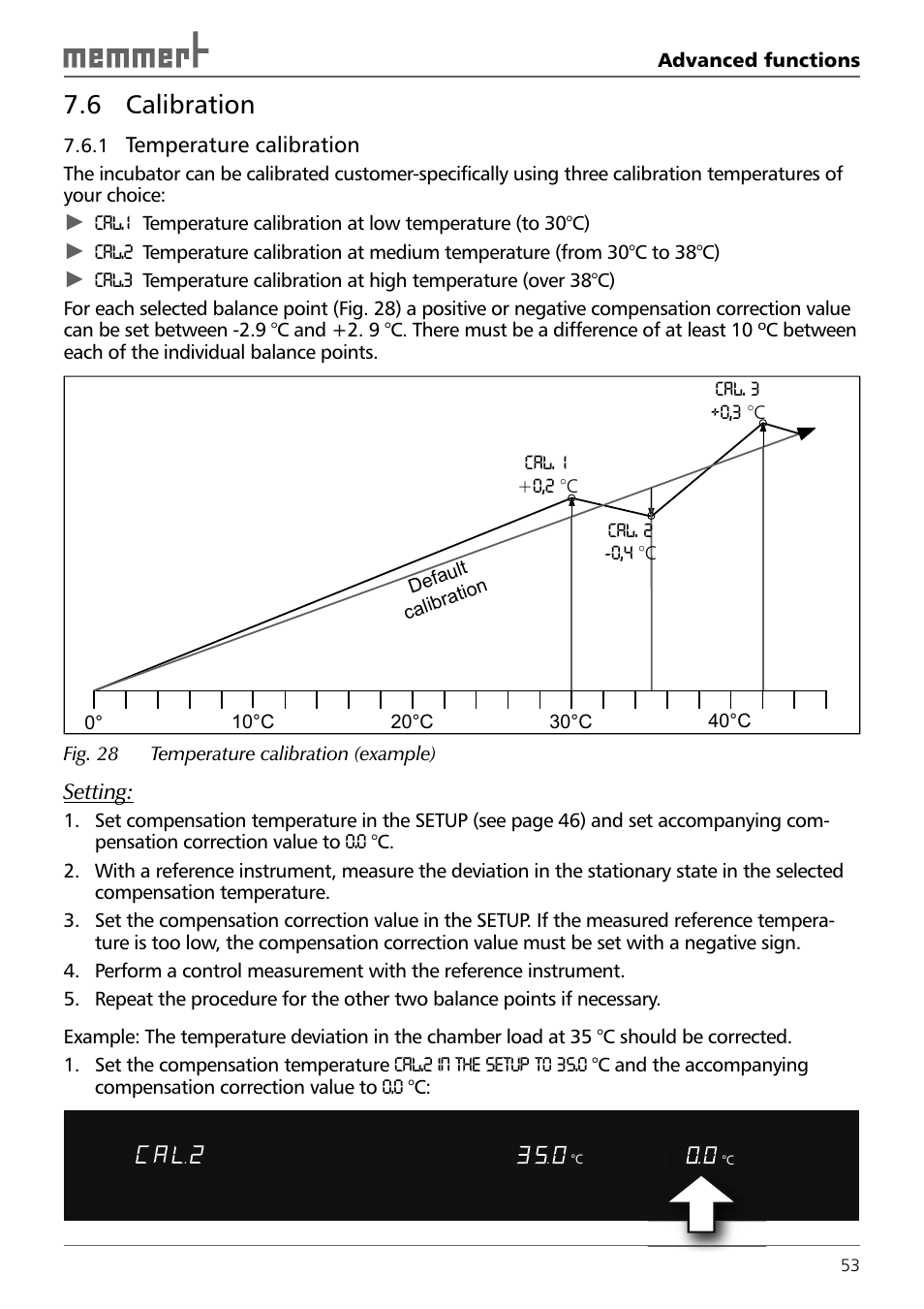 6 calibration | Memmert INCO 246/246 med CO2 Incubators (Generation 2003) User Manual | Page 53 / 68