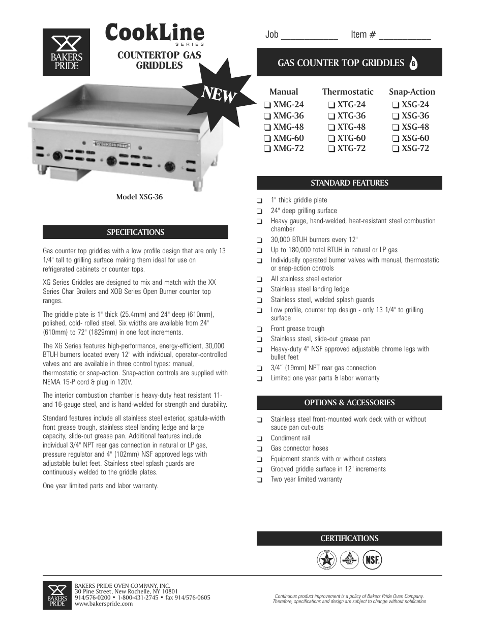 Bakers Pride XSG-36 User Manual | 2 pages