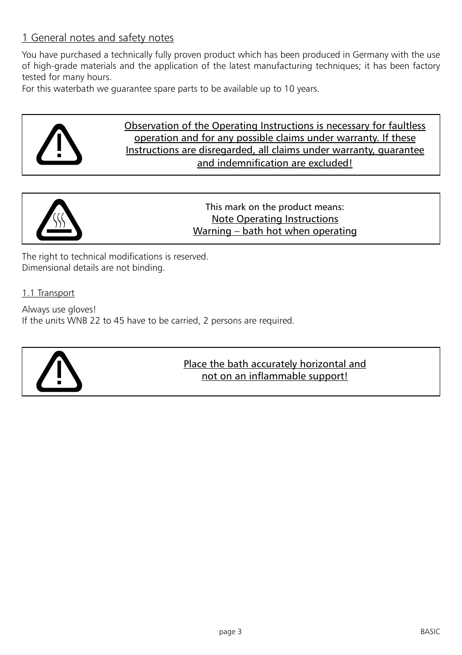 Memmert WNB 7 - 45 Waterbaths (Generation 2003) User Manual | Page 3 / 20