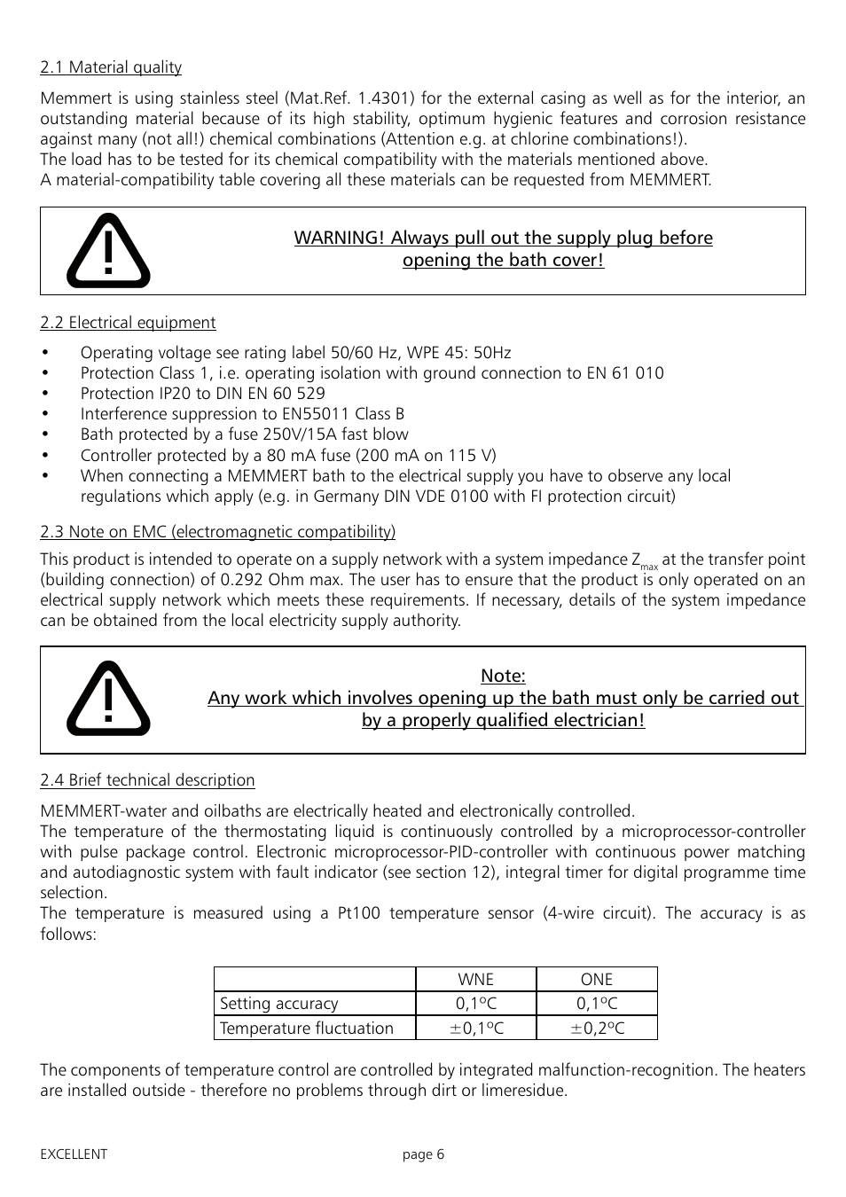 Memmert ONE 7 - 45 Oilbath (Generation 2003) User Manual | Page 6 / 28