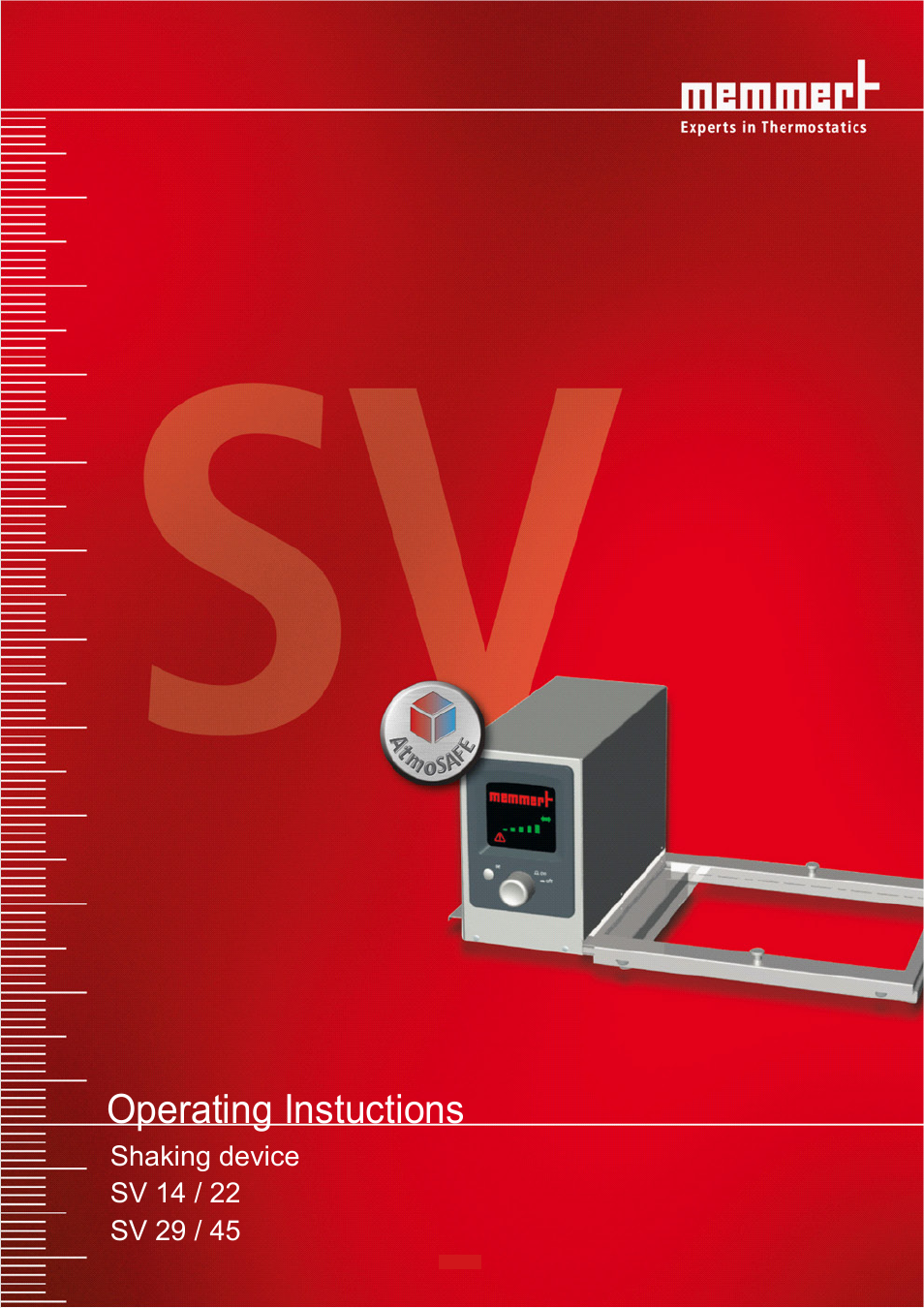 Memmert SV 29 / 45 Shaking device (Generation 2003) User Manual | 8 pages
