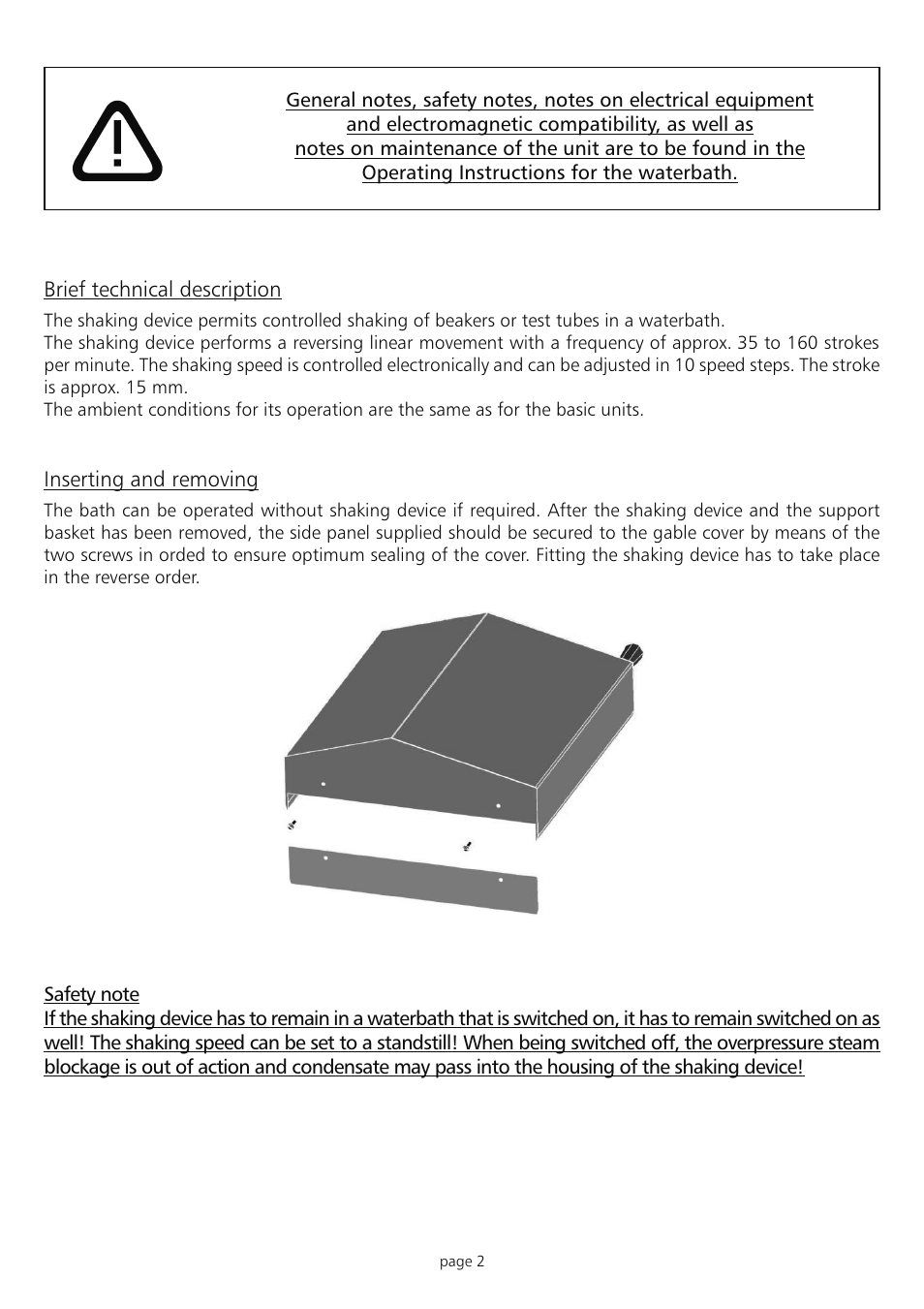 Memmert SV 29 / 45 Shaking device (Generation 2003) User Manual | Page 2 / 8