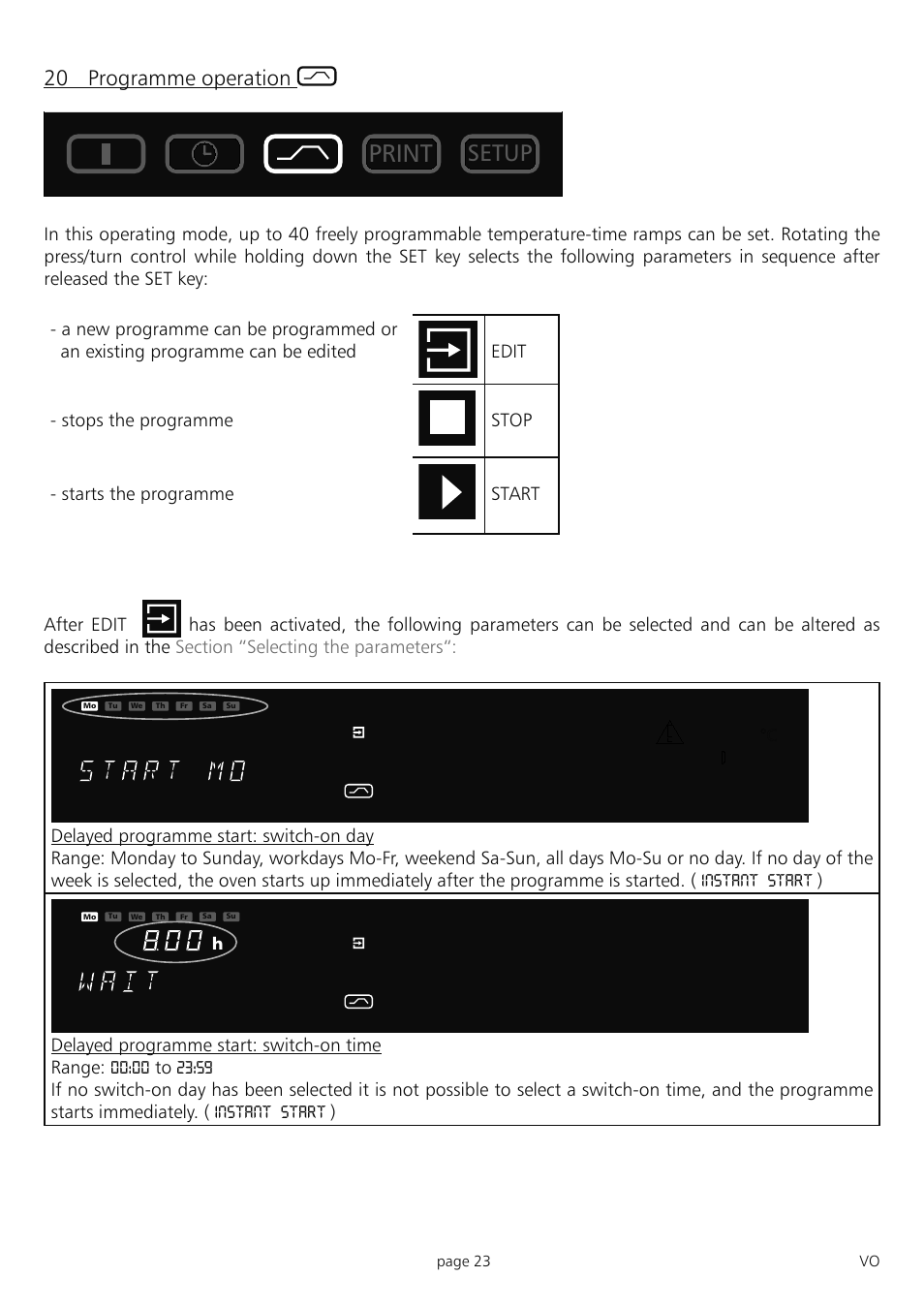 Muster, Print, Setup | 20 programme operation | Memmert PM 200/400/500 Pump Module (Generation 2003) User Manual | Page 23 / 56
