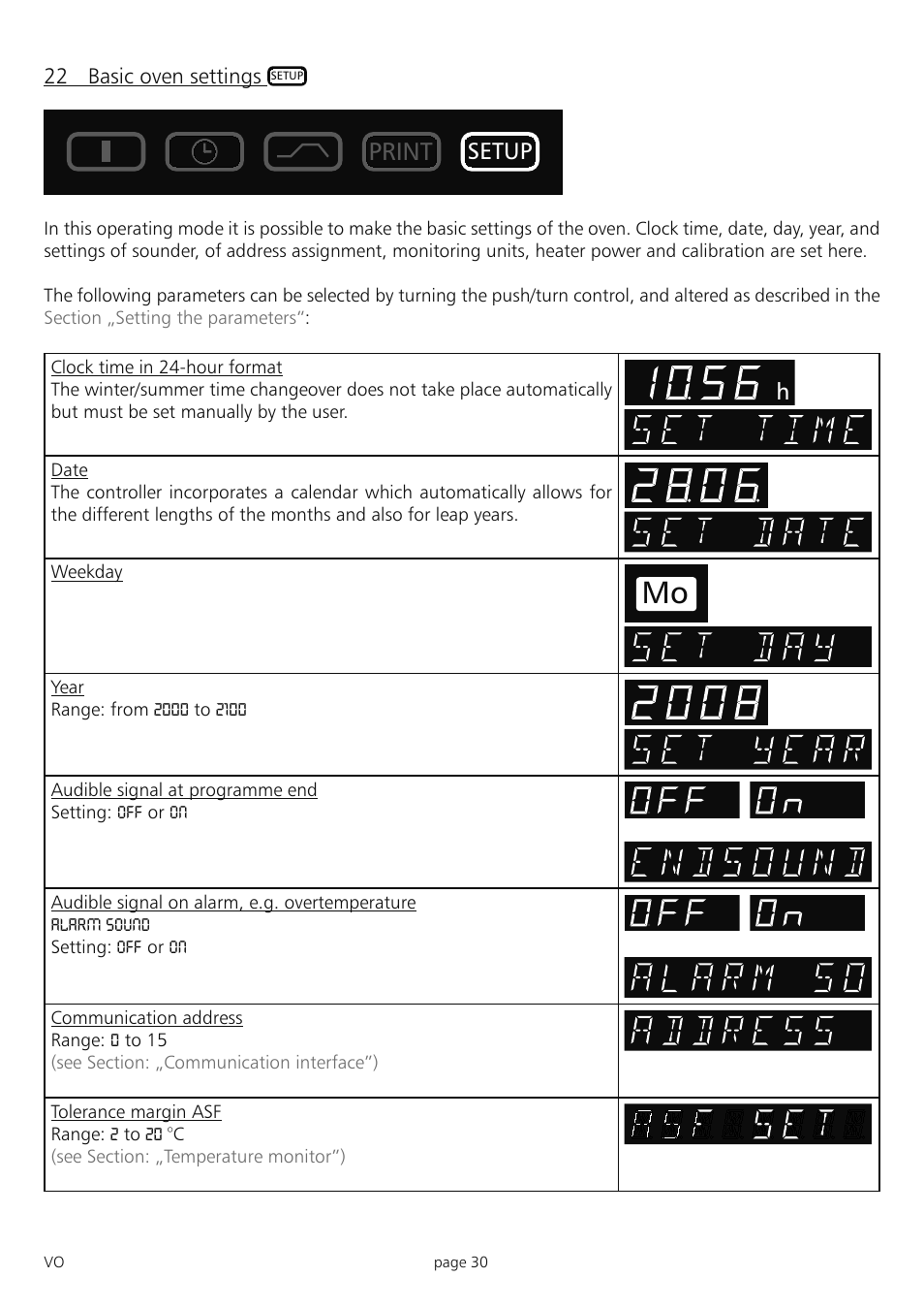 Print, Setup | Memmert PM 200/400/500 Pump Module (Generation 2003) User Manual | Page 30 / 56