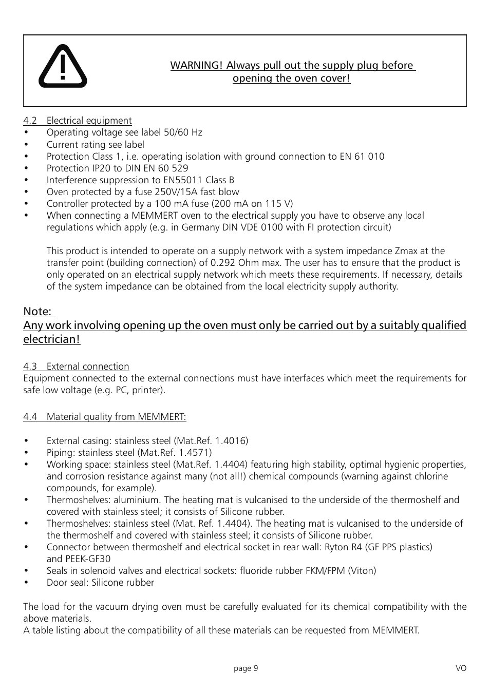Muster | Memmert PM 200/400/500 Pump Module (Generation 2003) User Manual | Page 9 / 56