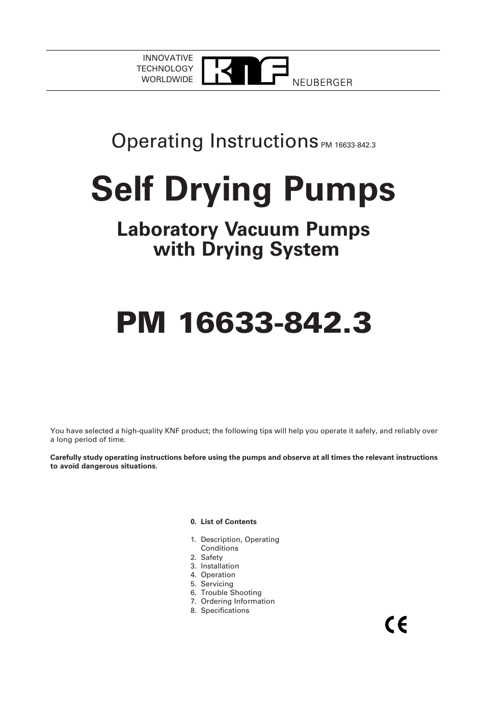 Self drying pumps, Operating instructions, Laboratory vacuum pumps with drying system | Memmert PM 200 Self Drying Vacuumpump (Generation 2003) User Manual | Page 2 / 9
