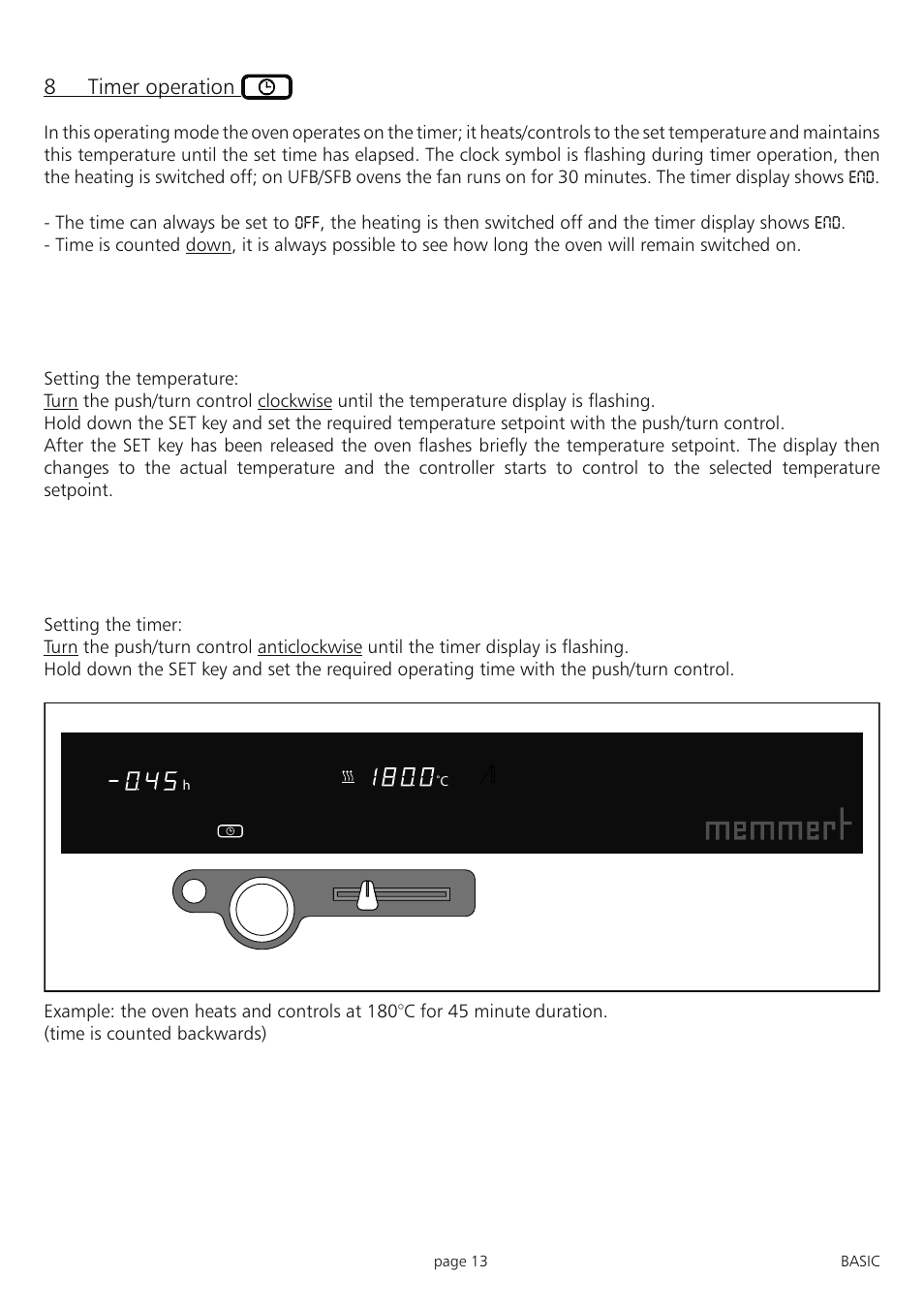 8timer operation | Memmert INB 200 - 500 Incubators (Generation 2003) User Manual | Page 13 / 28