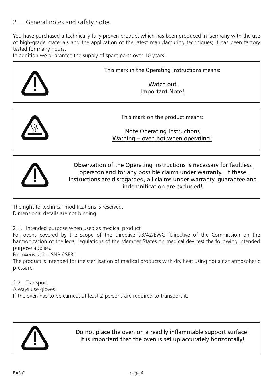 Memmert INB 200 - 500 Incubators (Generation 2003) User Manual | Page 4 / 28