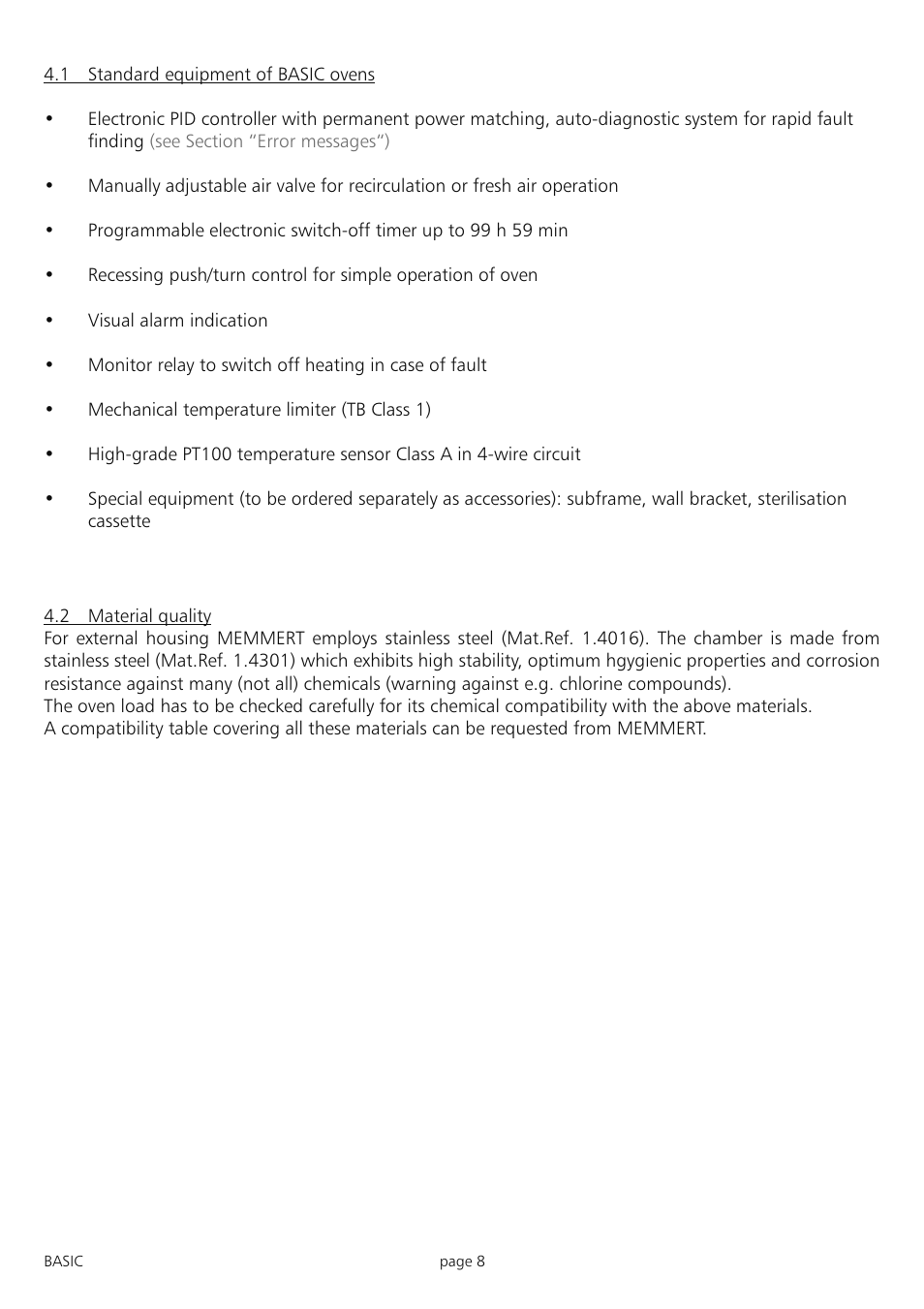 Memmert INB 200 - 500 Incubators (Generation 2003) User Manual | Page 8 / 28