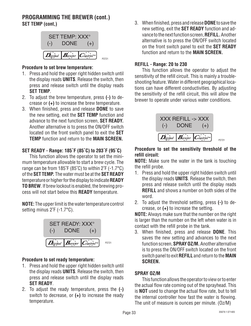 Bunn W/SMART FUNNEL S/N SNG0033000 & UP User Manual | Page 33 / 54