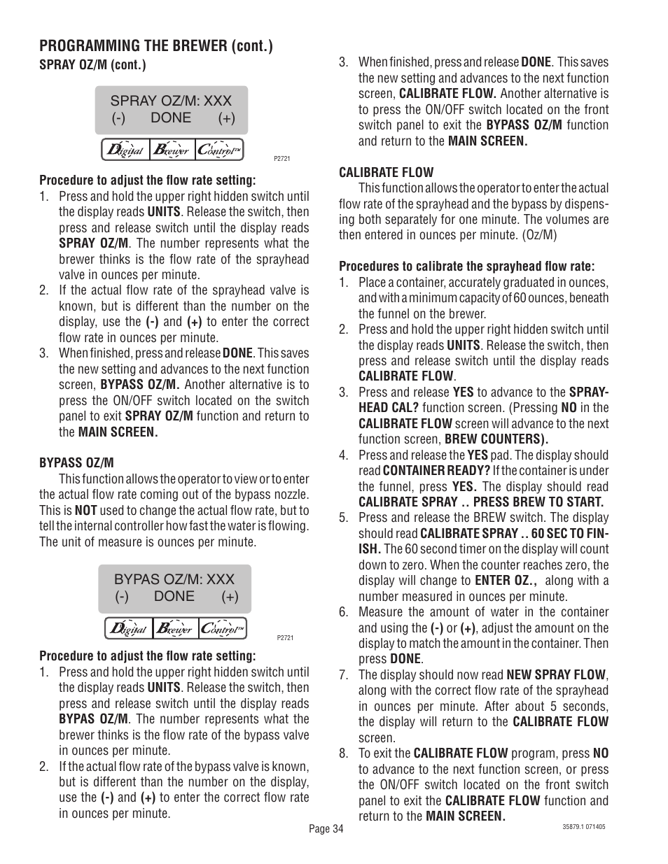 Bunn W/SMART FUNNEL S/N SNG0033000 & UP User Manual | Page 34 / 54