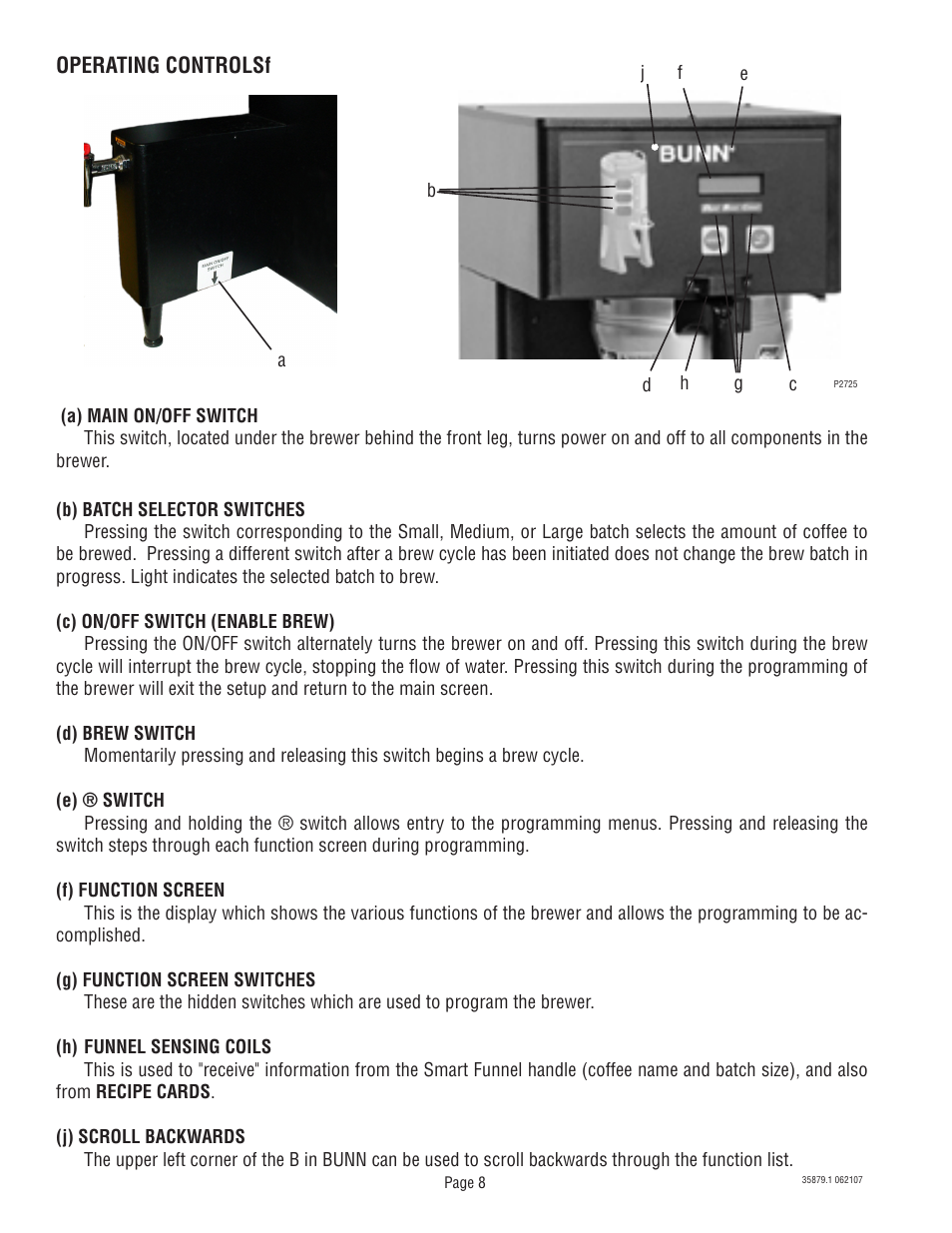 Bunn W/SMART FUNNEL S/N SNG0033000 & UP User Manual | Page 8 / 54