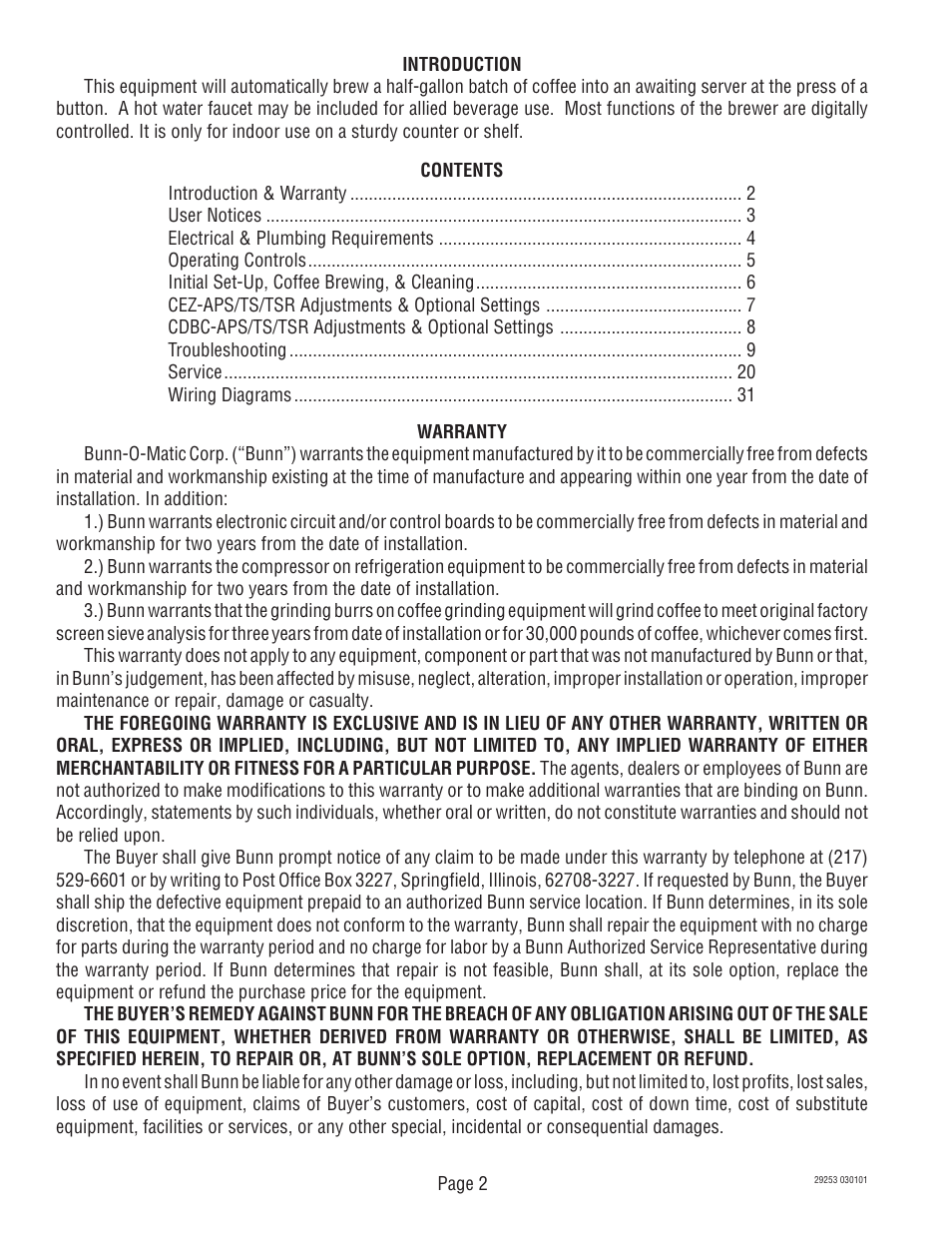 Bunn CDBC-TS User Manual | Page 2 / 32