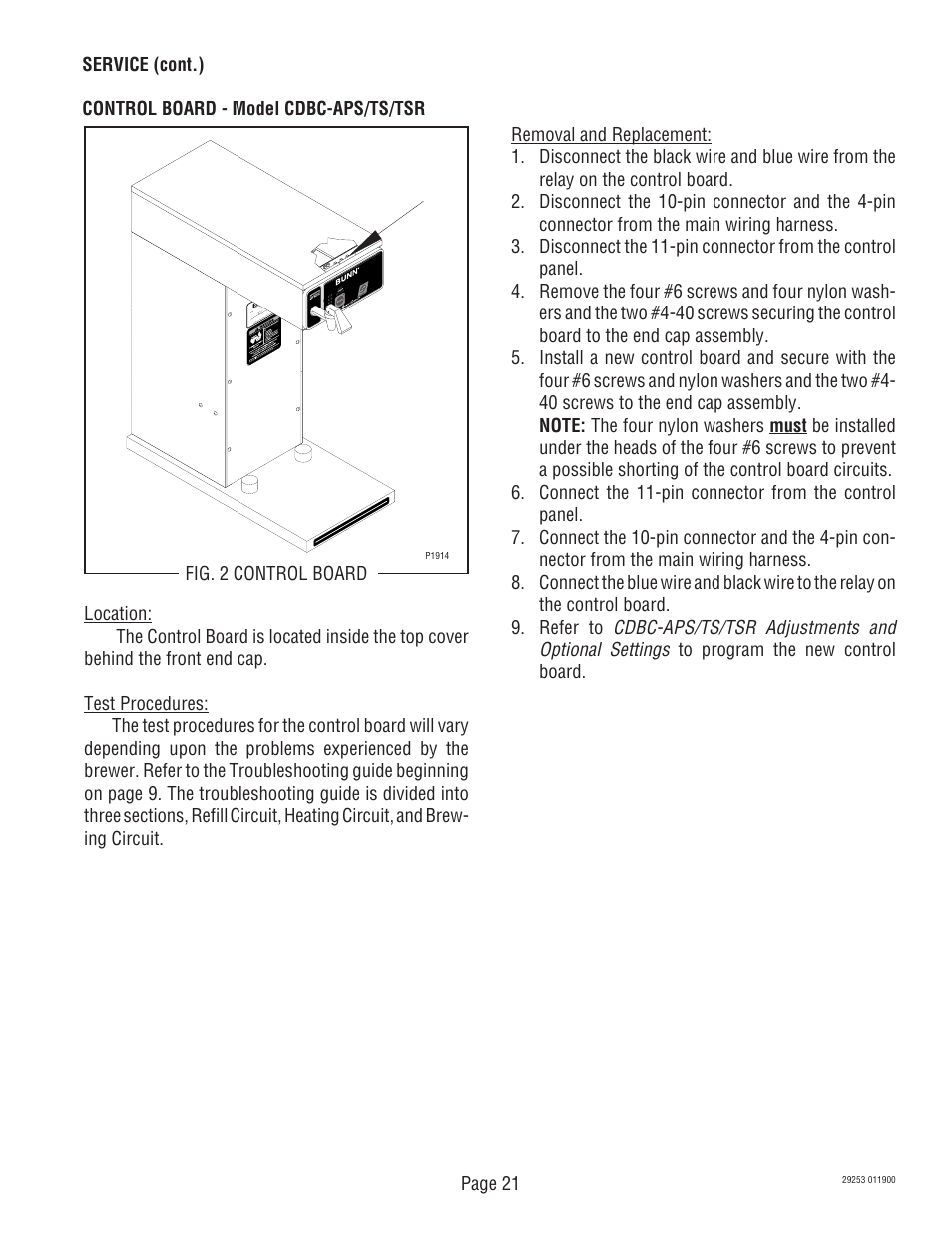 Cdbc-aps/ts/tsr adjustments and optional settings | Bunn CDBC-TS User Manual | Page 21 / 32