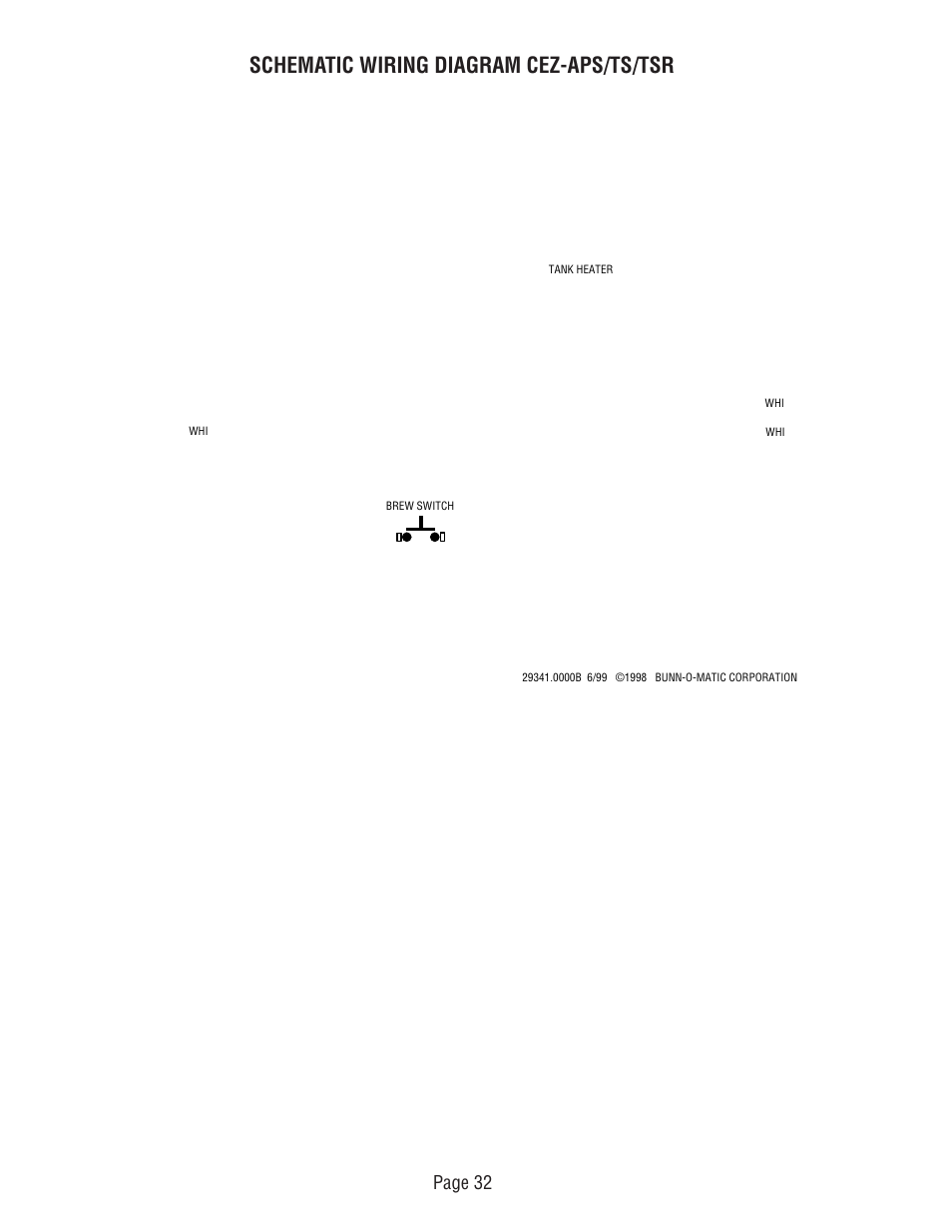 Schematic wiring diagram cez-aps/ts/tsr, Page 32 | Bunn CDBC-TS User Manual | Page 32 / 32