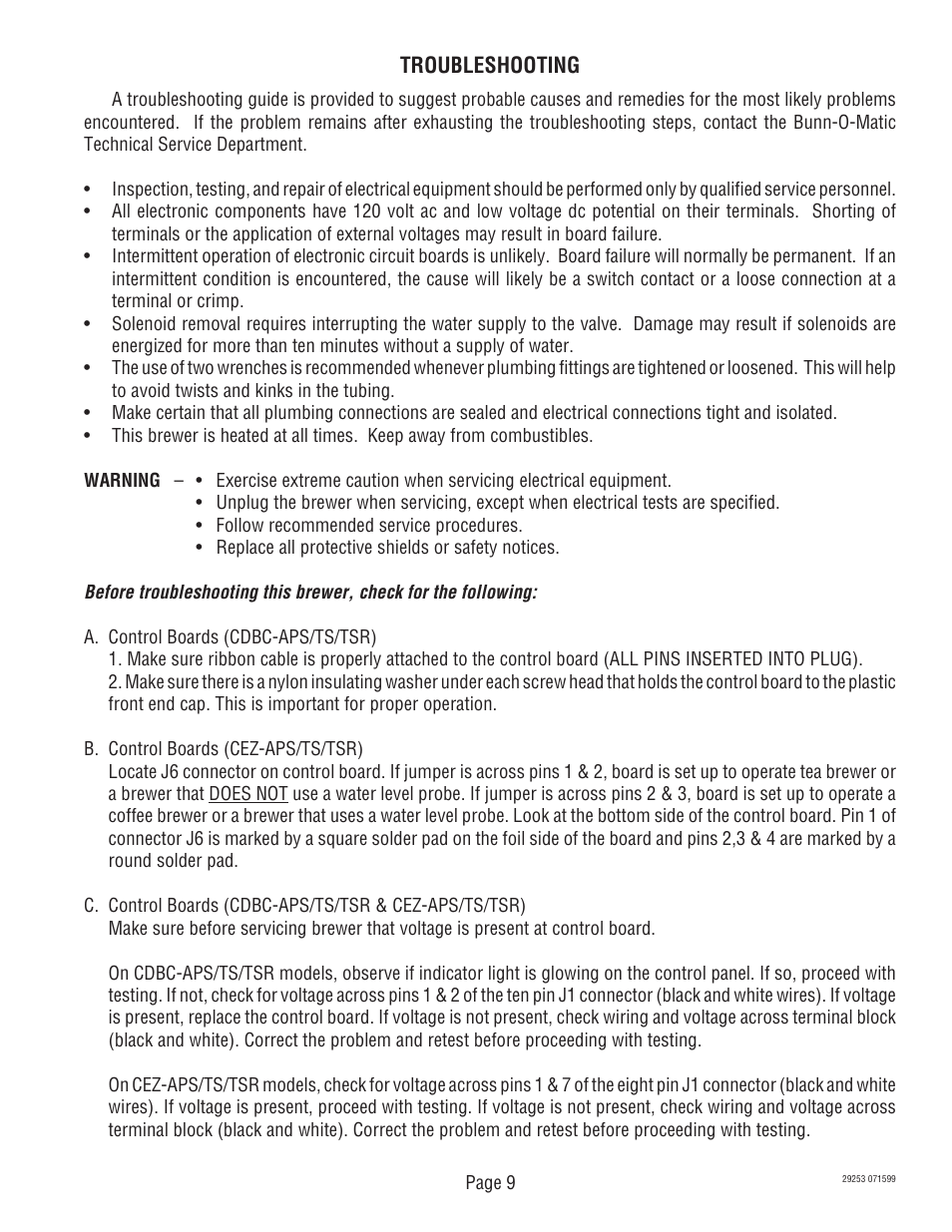 Bunn CDBC-TS User Manual | Page 9 / 32