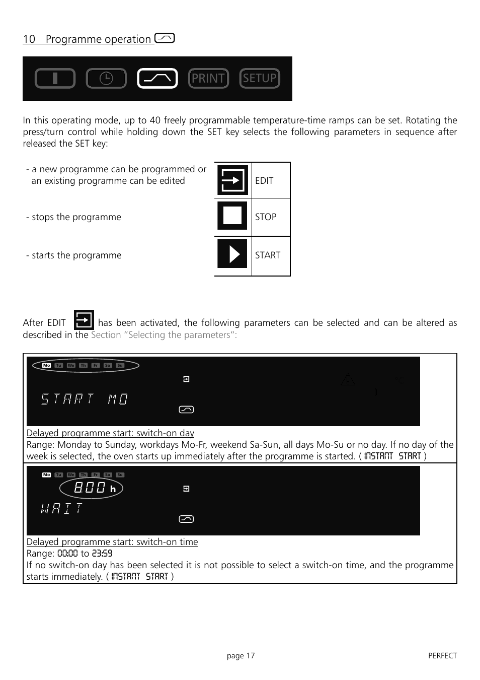 Muster, Print, Setup | 10 programme operation | Memmert IFP 400 - 800 Incubators (Generation 2003) User Manual | Page 17 / 56