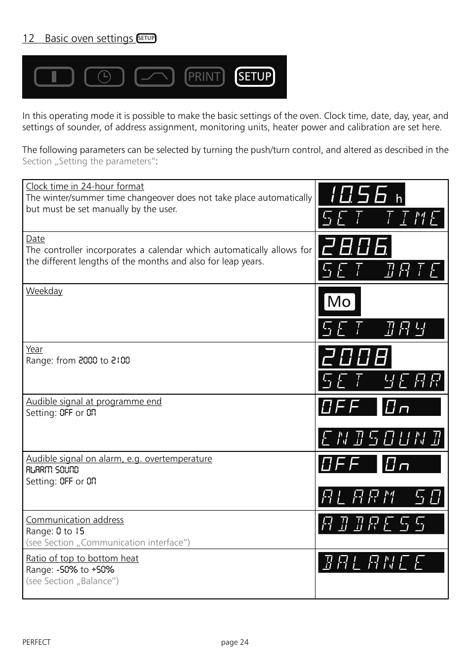 Print, Setup | Memmert IFP 400 - 800 Incubators (Generation 2003) User Manual | Page 24 / 56