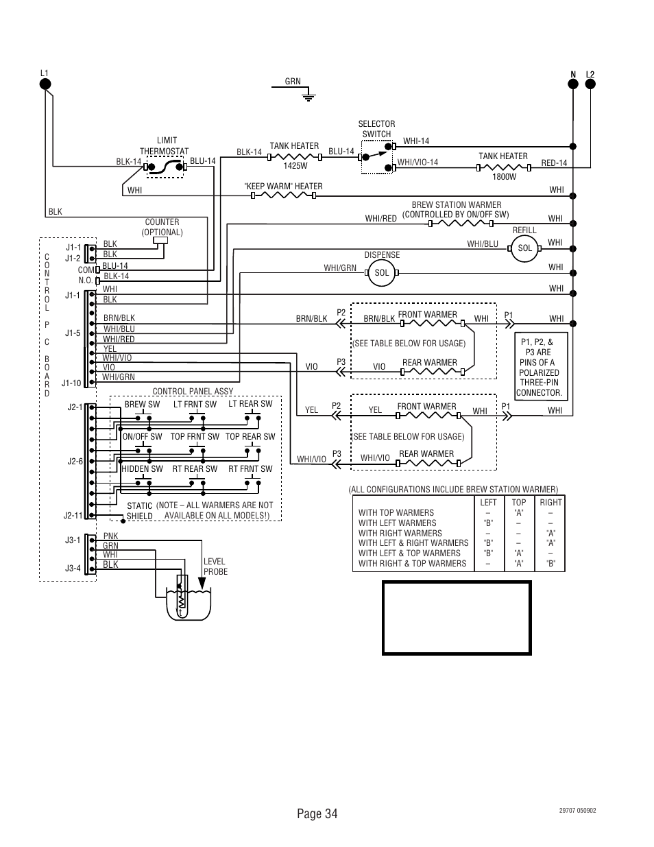Schematic wiring diagram cdbc dv, Page 34 | Bunn CDBC-APS DV User Manual | Page 34 / 37