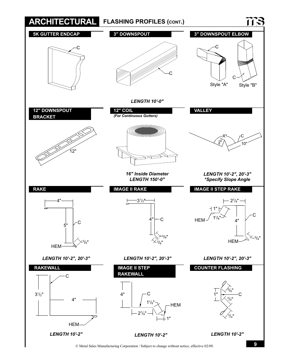 Architectural, Flashing profiles | Metal Sales Soffit Panel User Manual | Page 10 / 66
