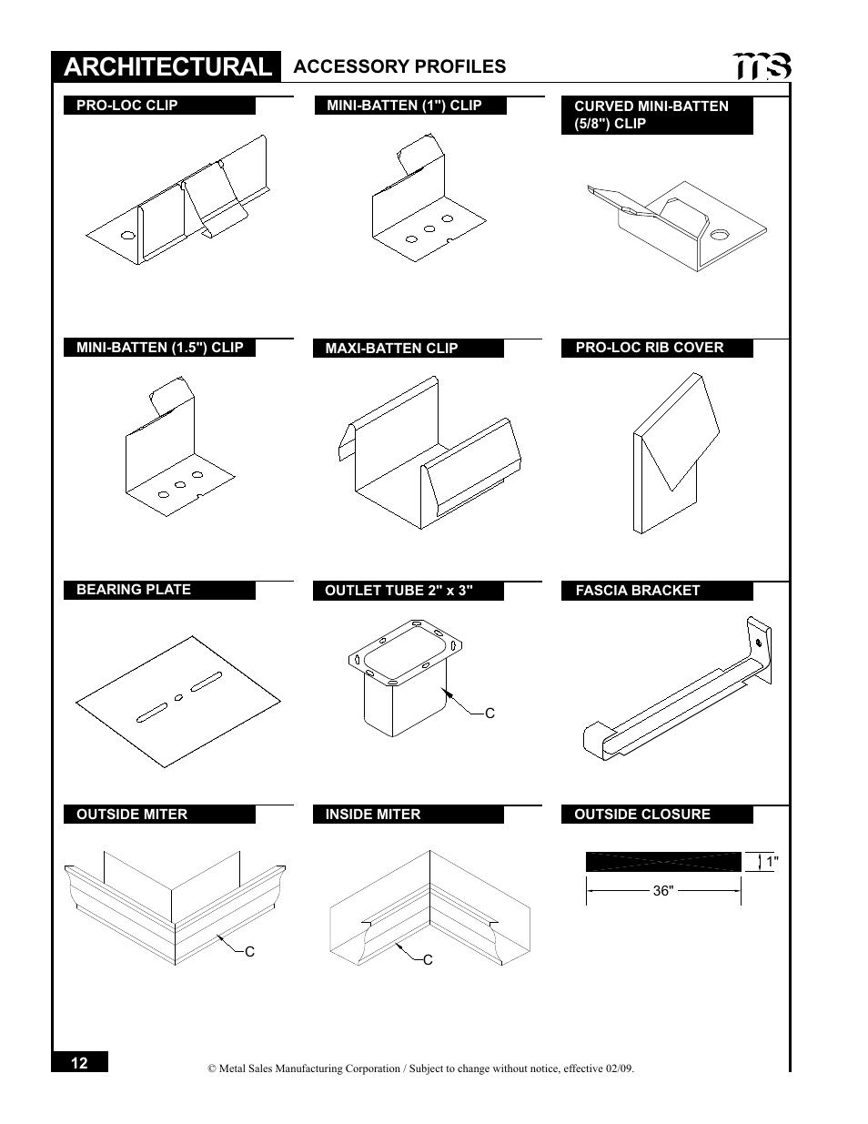 Architectural, Accessory profiles | Metal Sales Soffit Panel User Manual | Page 13 / 66