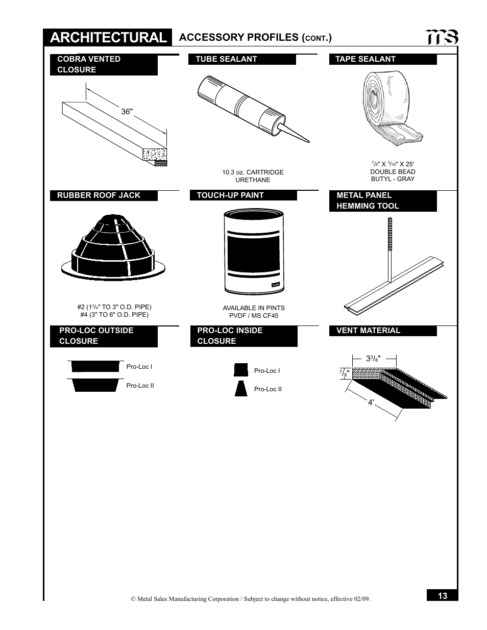 Architectural, Accessory profiles | Metal Sales Soffit Panel User Manual | Page 14 / 66