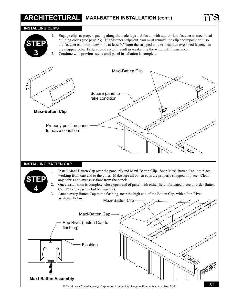 Step 3, Step 4, Architectural | Metal Sales Soffit Panel User Manual | Page 32 / 66