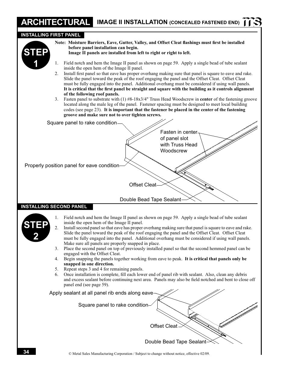 Step 1 step 2, Architectural | Metal Sales Soffit Panel User Manual | Page 35 / 66