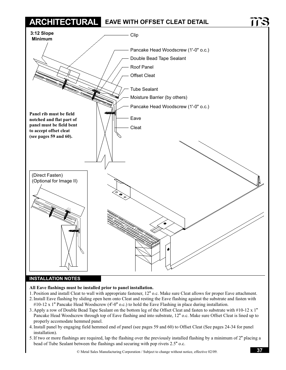 Architectural, Eave with offset cleat detail | Metal Sales Soffit Panel User Manual | Page 38 / 66