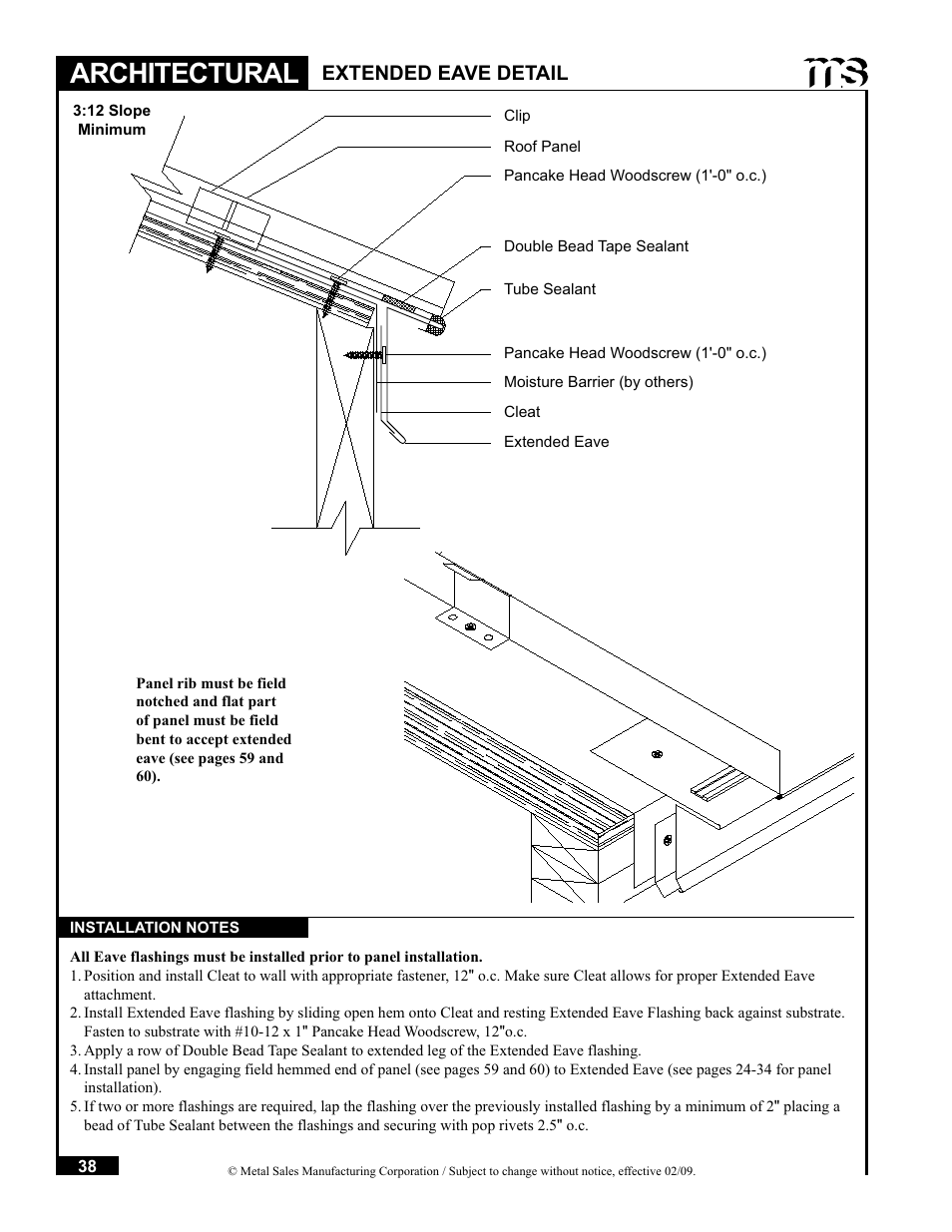 Architectural, Extended eave detail | Metal Sales Soffit Panel User Manual | Page 39 / 66