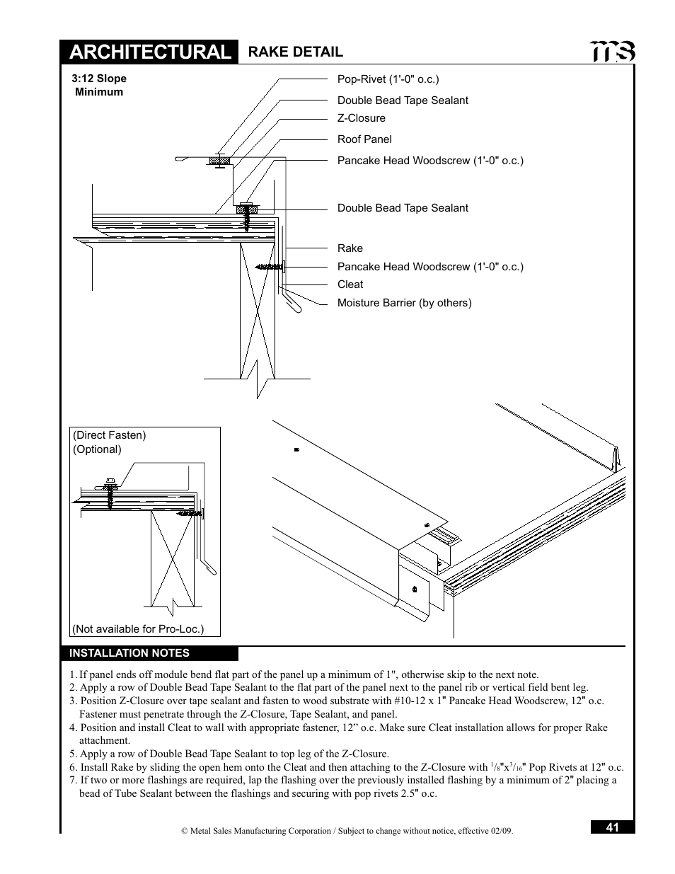 Architectural, Rake detail | Metal Sales Soffit Panel User Manual | Page 42 / 66