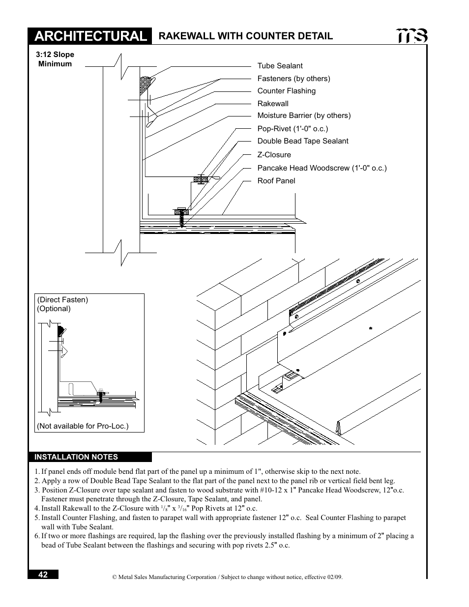 Architectural, Rakewall with counter detail | Metal Sales Soffit Panel User Manual | Page 43 / 66