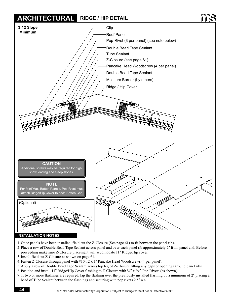 Architectural, Ridge / hip detail | Metal Sales Soffit Panel User Manual | Page 45 / 66