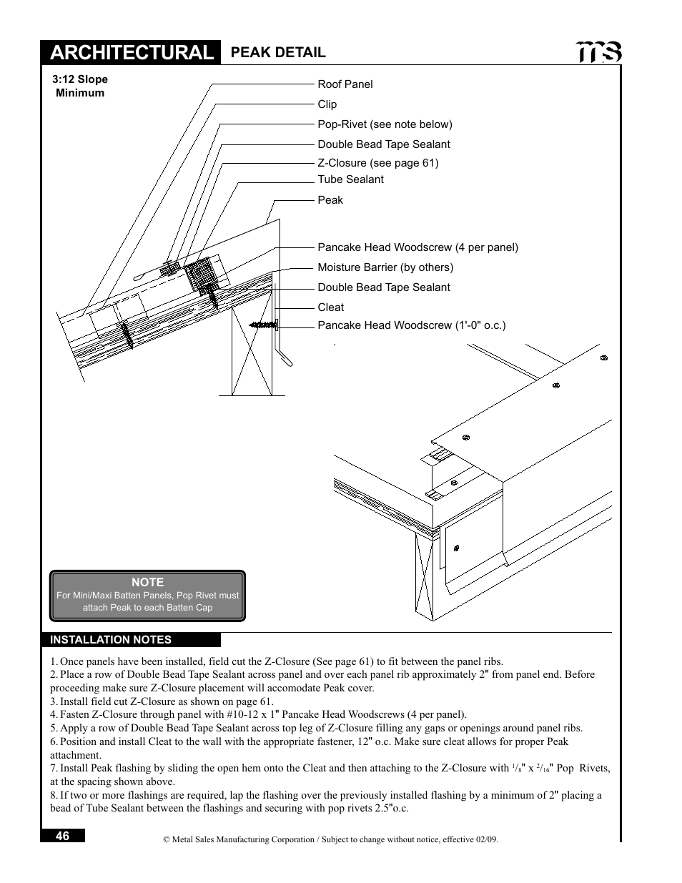 Architectural, Peak detail | Metal Sales Soffit Panel User Manual | Page 47 / 66