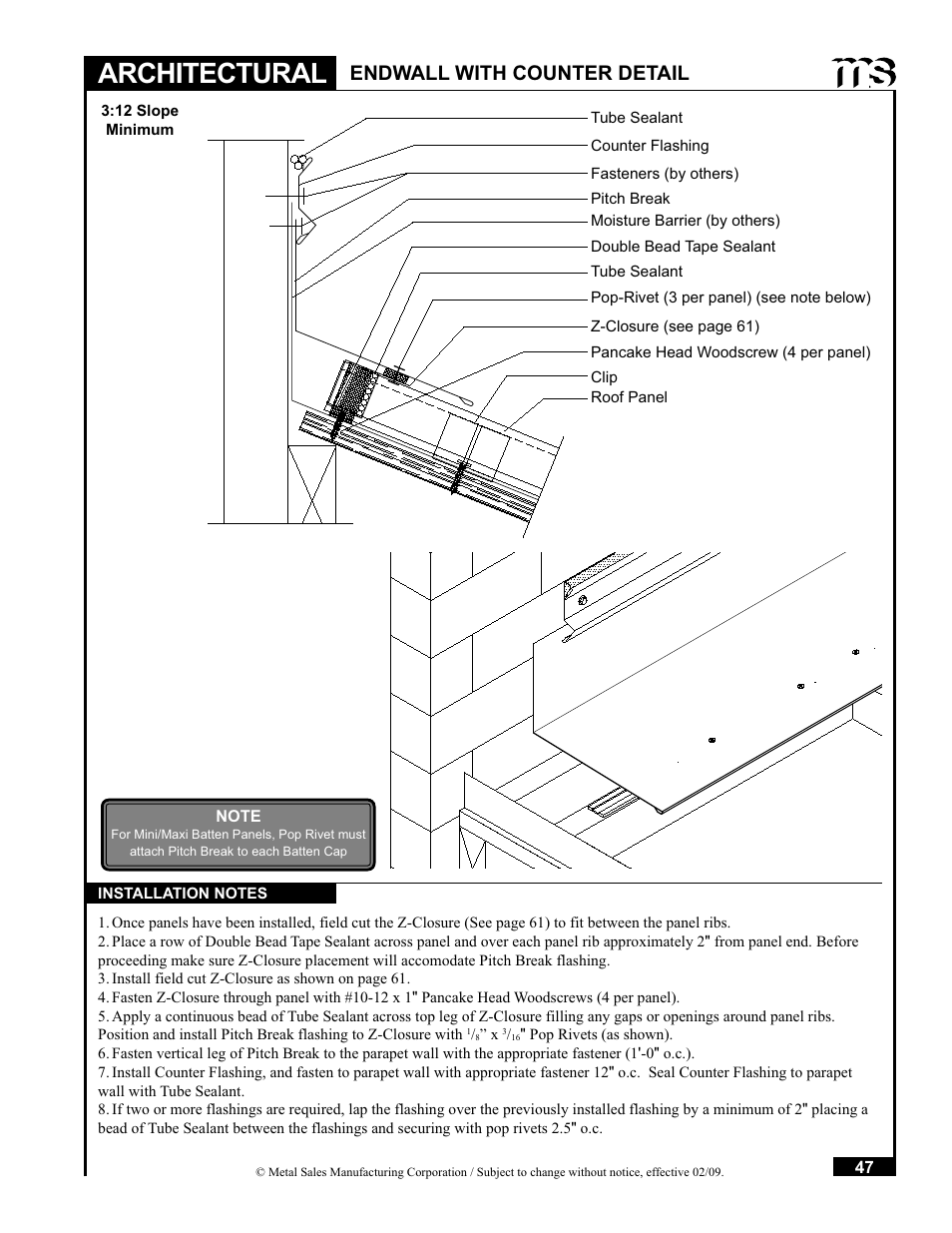 Architectural, Endwall with counter detail | Metal Sales Soffit Panel User Manual | Page 48 / 66