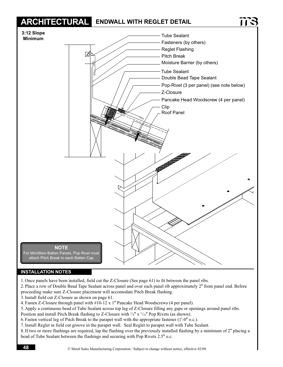 Architectural, Endwall with reglet detail | Metal Sales Soffit Panel User Manual | Page 49 / 66