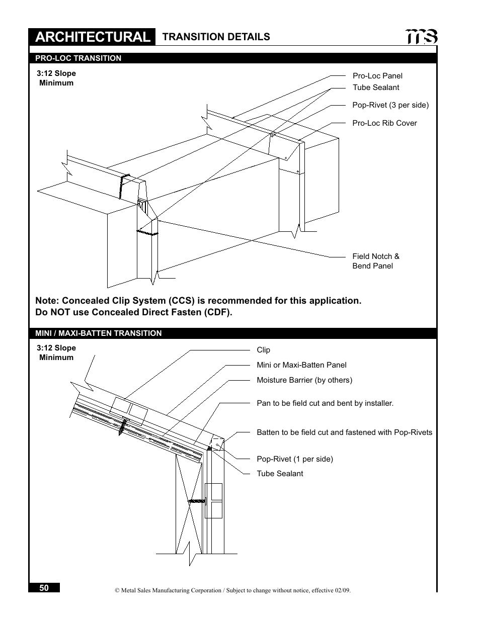 Architectural, Transition details | Metal Sales Soffit Panel User Manual | Page 51 / 66