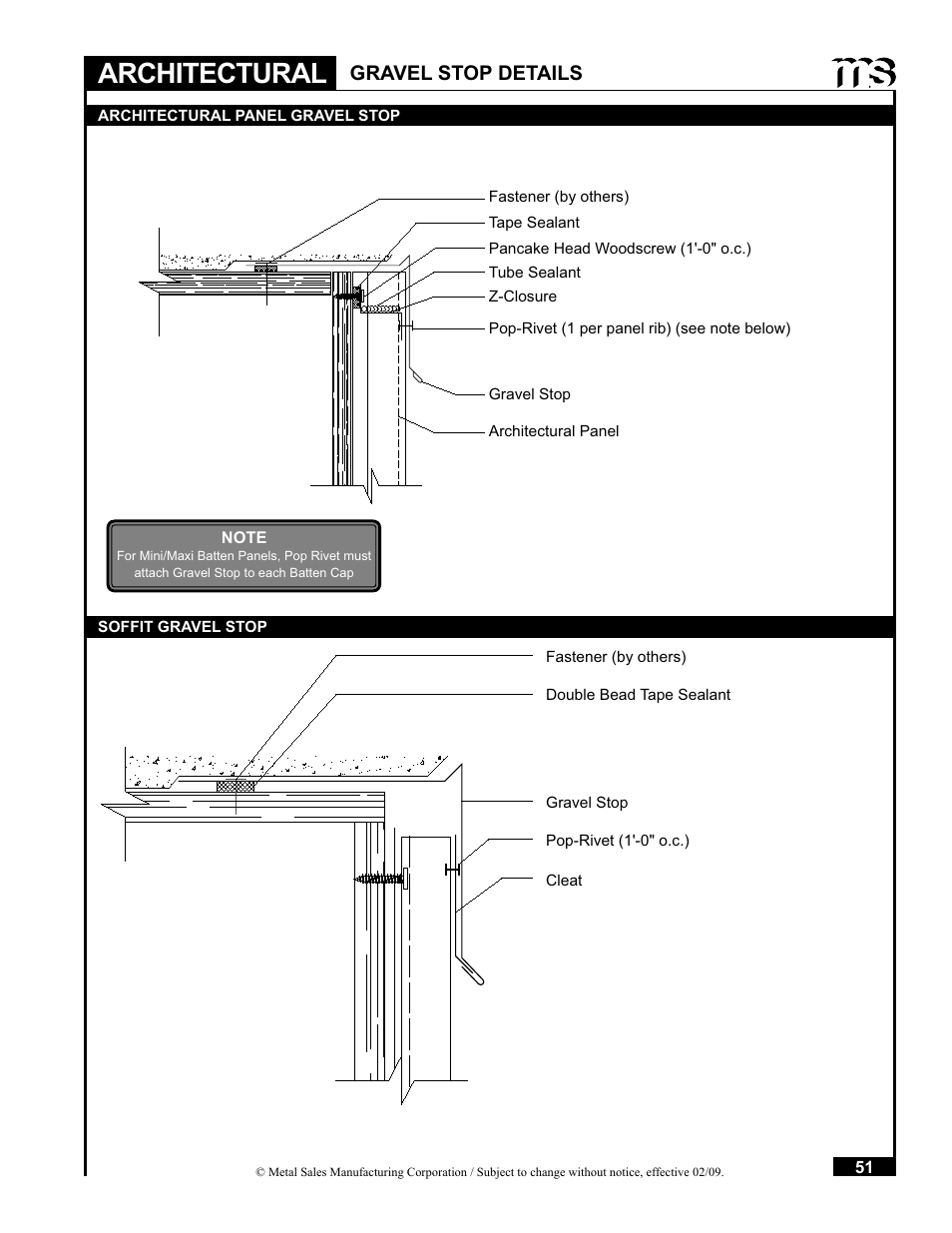 Architectural, Gravel stop details | Metal Sales Soffit Panel User Manual | Page 52 / 66