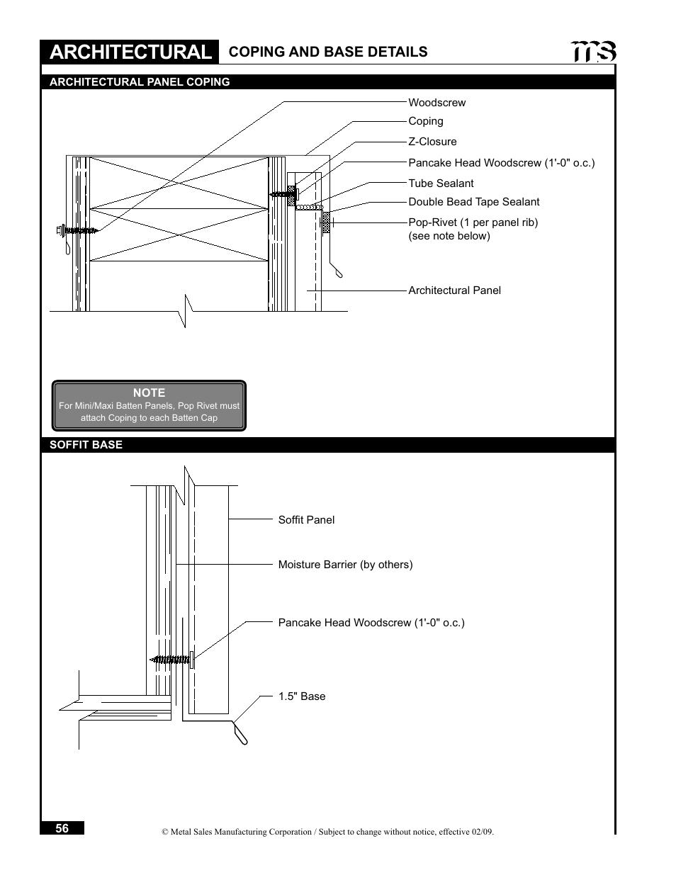 Architectural, Coping and base details | Metal Sales Soffit Panel User Manual | Page 57 / 66