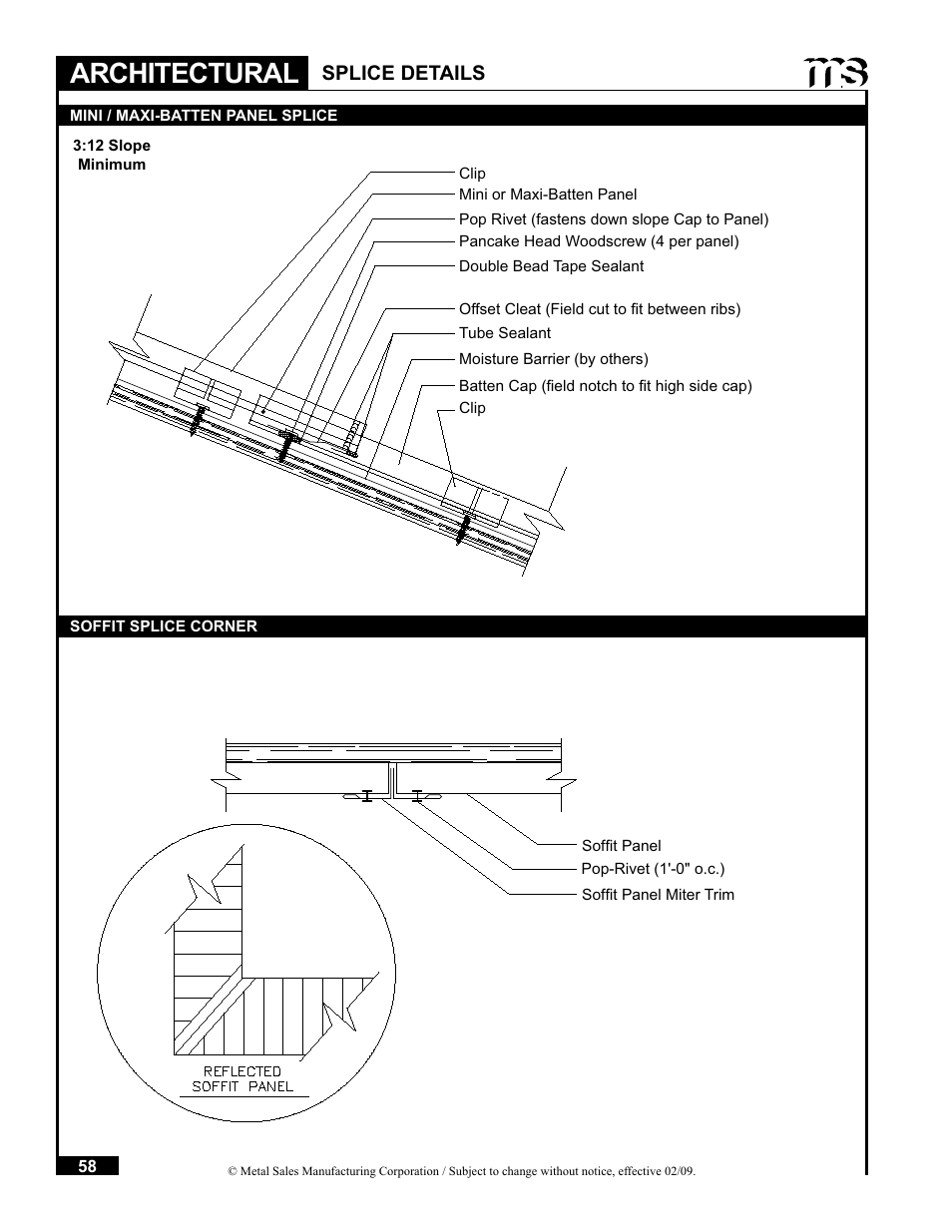 Architectural, Splice details | Metal Sales Soffit Panel User Manual | Page 59 / 66