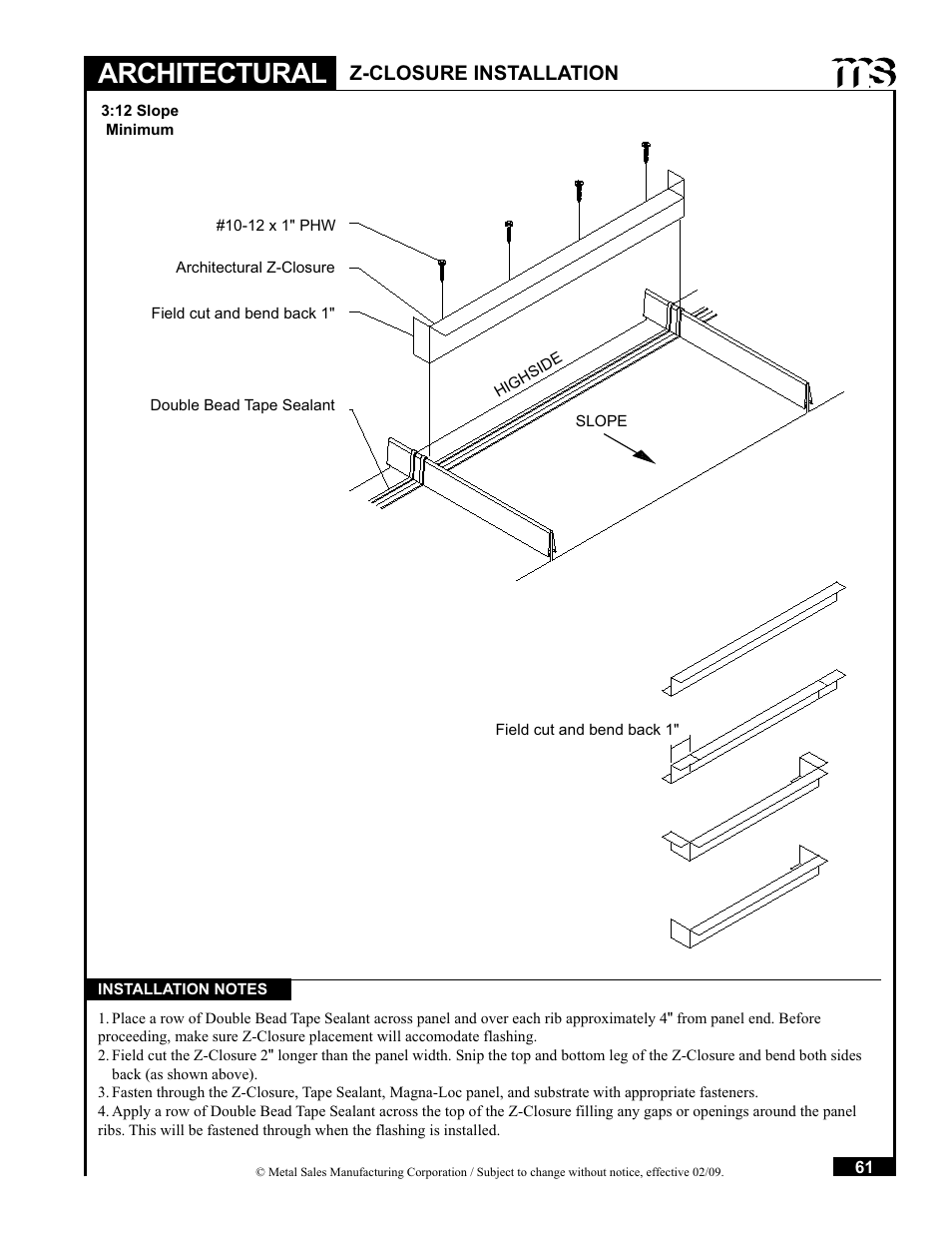 Architectural, Z-closure installation | Metal Sales Soffit Panel User Manual | Page 62 / 66
