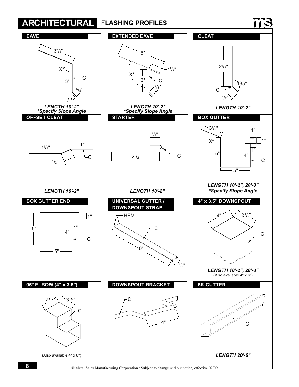 Architectural, Flashing profiles | Metal Sales Soffit Panel User Manual | Page 9 / 66