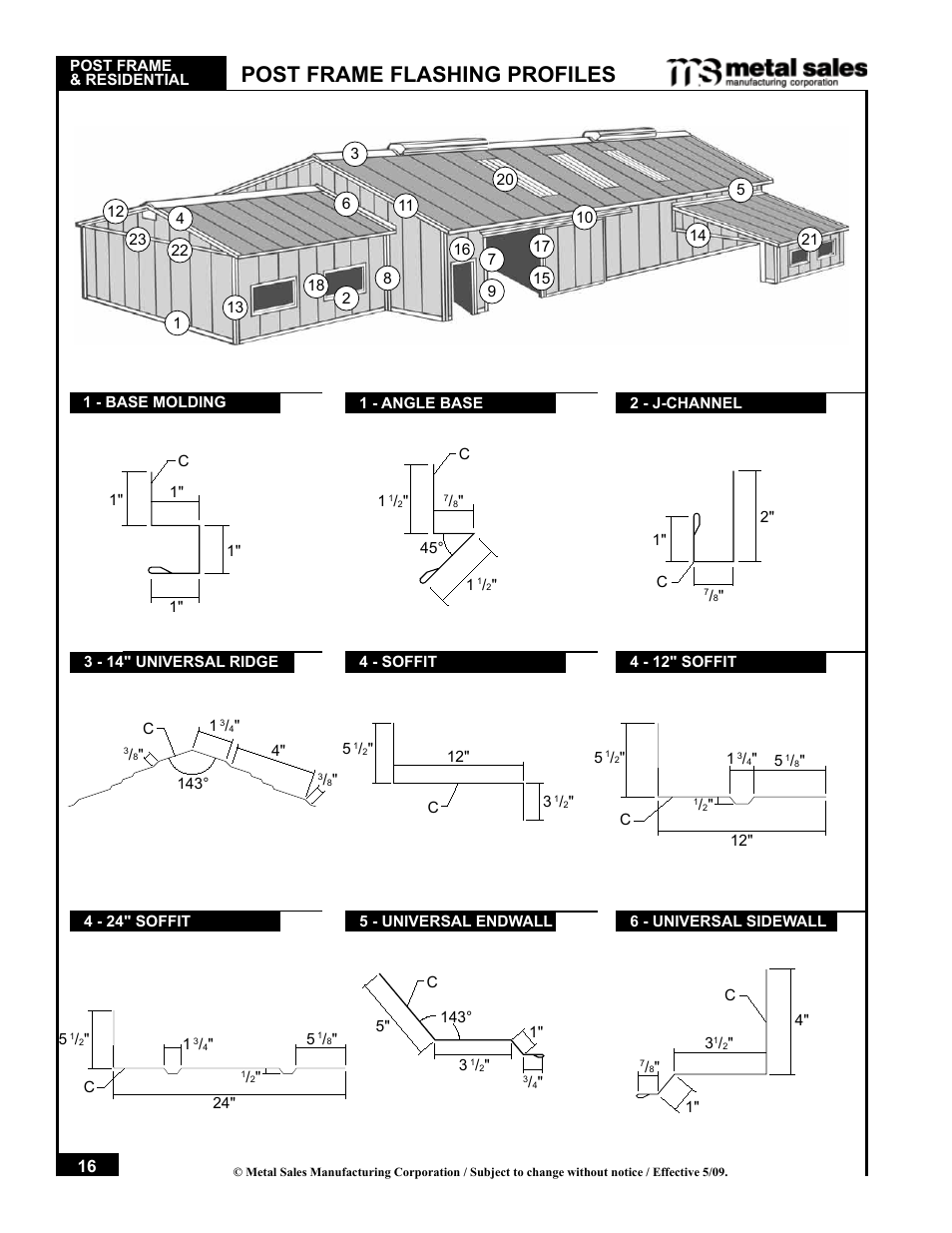 Post frame flashing profiles | Metal Sales Pro-Panel II Installation User Manual | Page 17 / 45