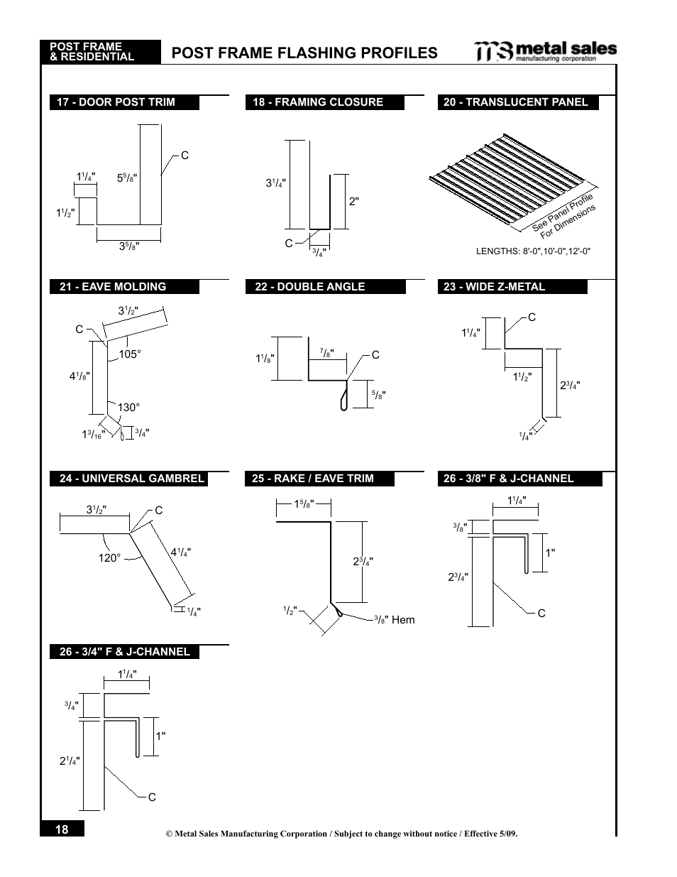 Post frame flashing profiles | Metal Sales Pro-Panel II Installation User Manual | Page 19 / 45