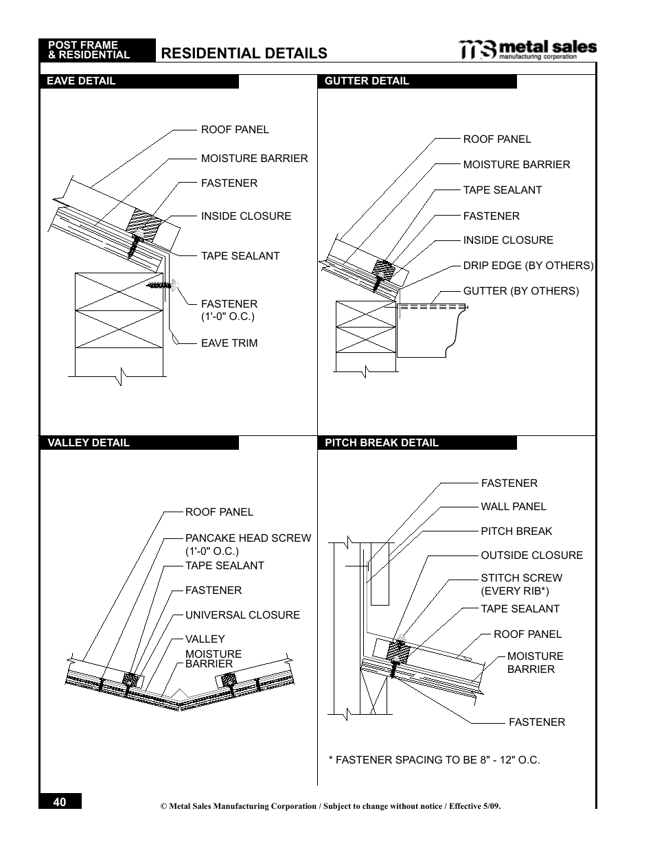 Residential details | Metal Sales Pro-Panel II Installation User Manual | Page 41 / 45