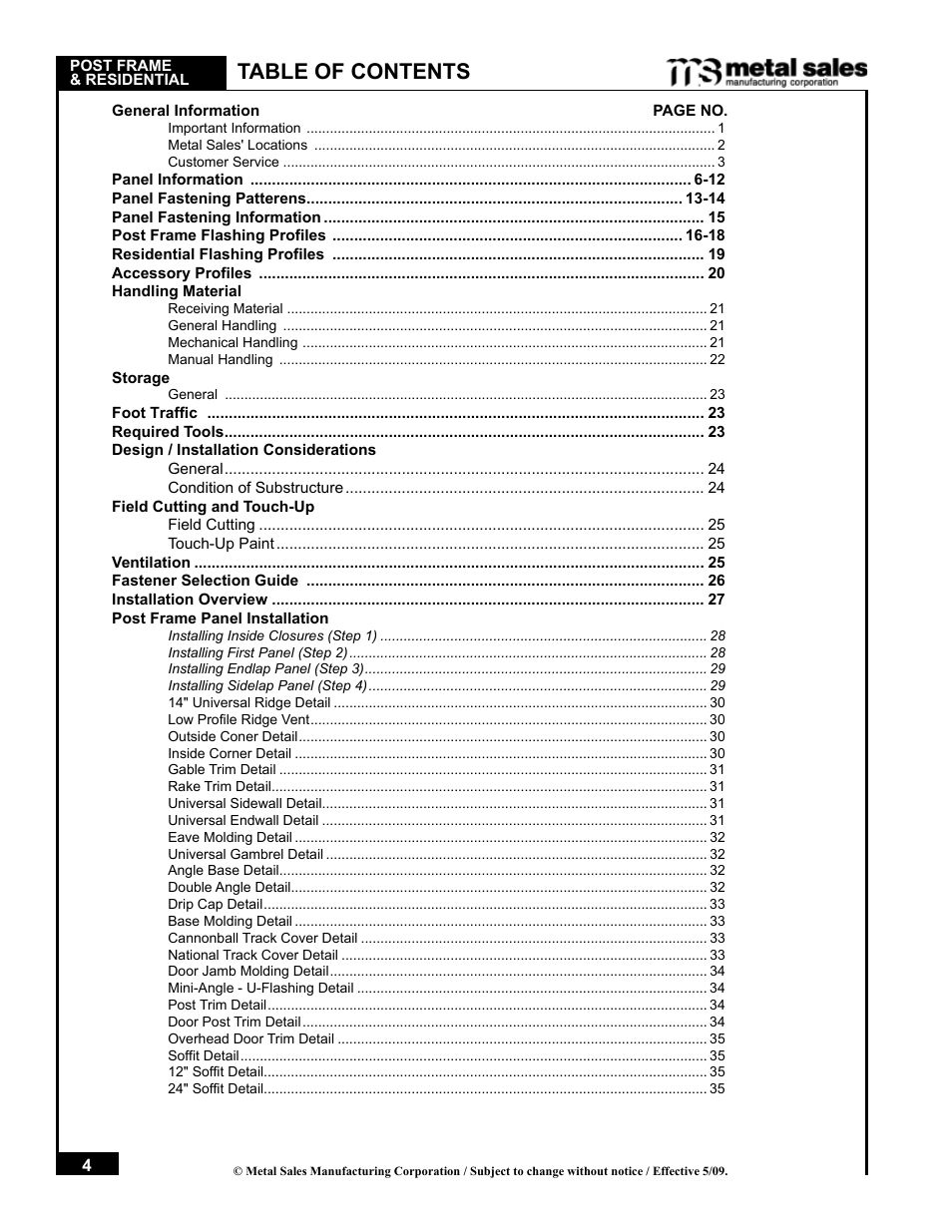 Metal Sales Pro-Panel II Installation User Manual | Page 5 / 45